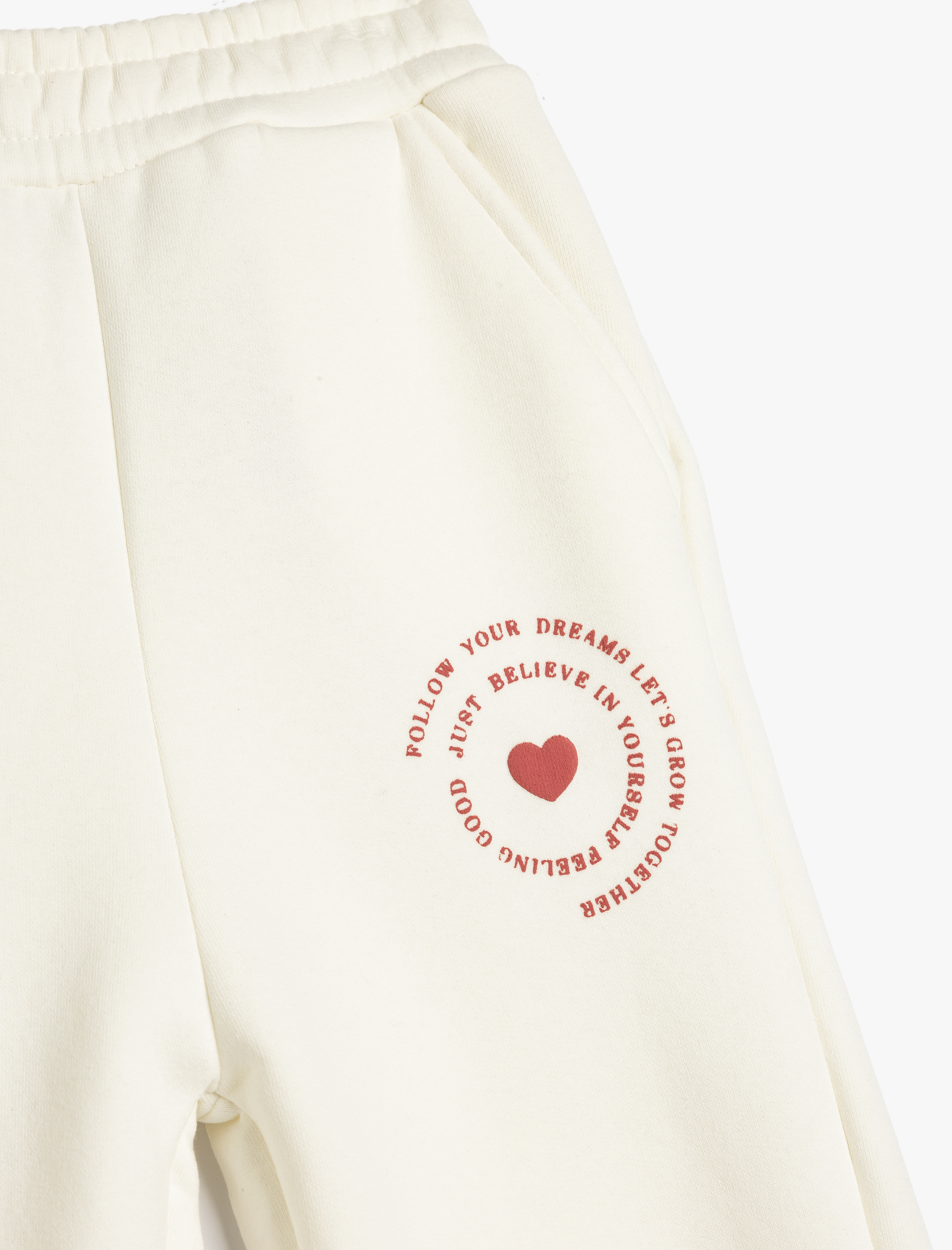  Kız Çocuk Jogger Eşofman Altı Kalp Baskılı Beli Lastikli Cepli Şardonlu