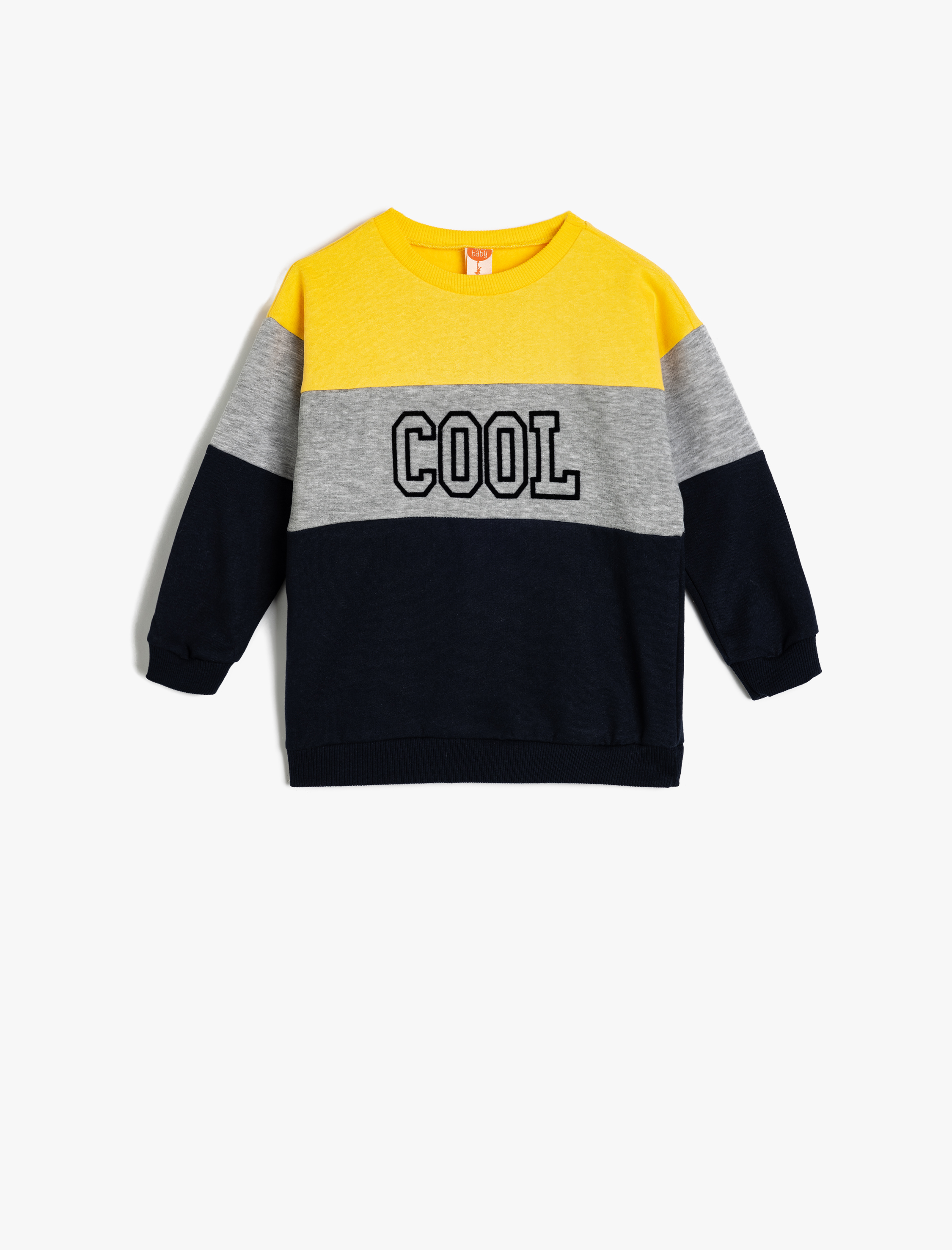  Erkek Bebek Slogan Baskılı Uzun Kollu Pamuklu Bisiklet Yaka Şardonlu Sweatshirt