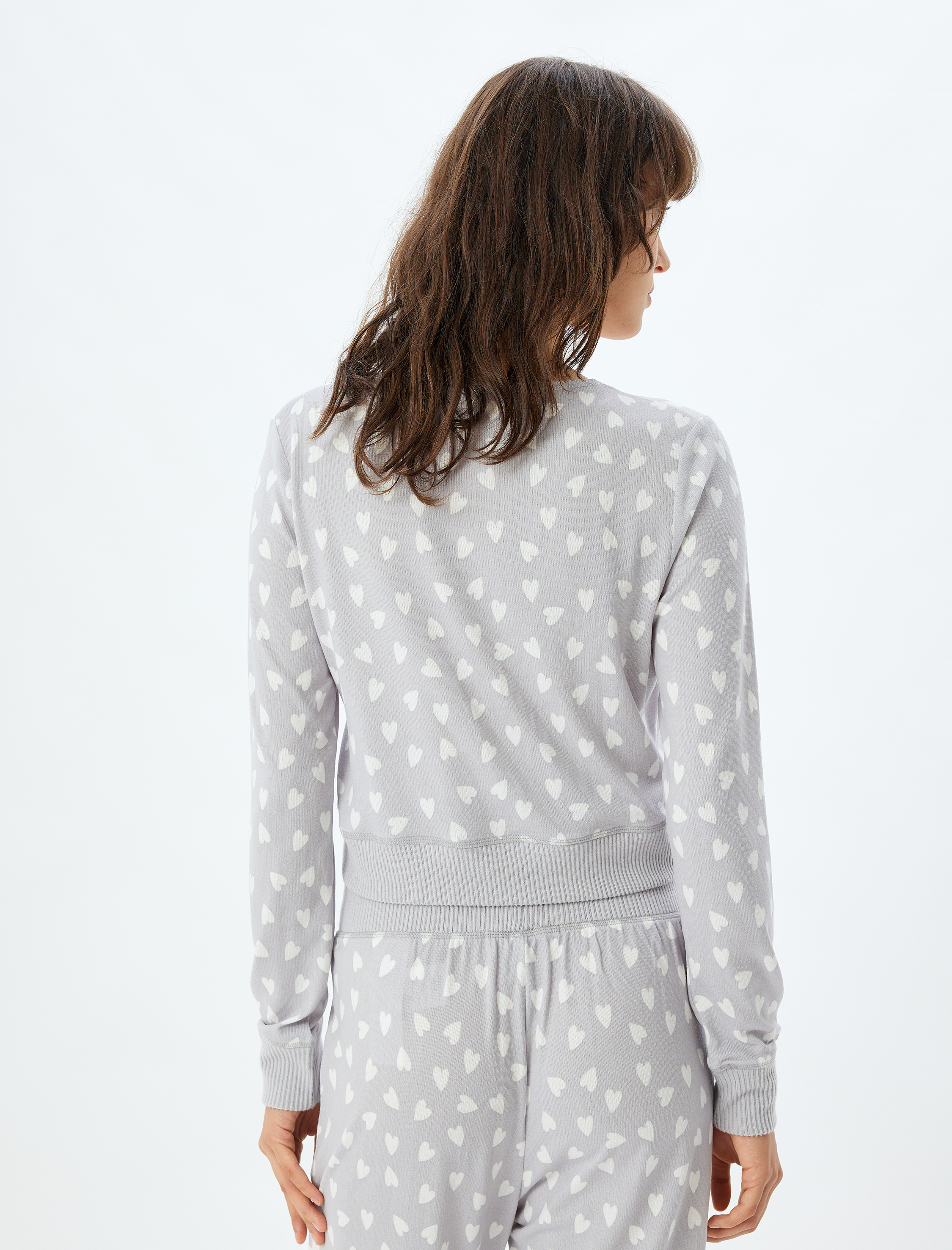   Kalpli Pijama Üstü Polar Kruvaze V Yaka Uzun Kollu