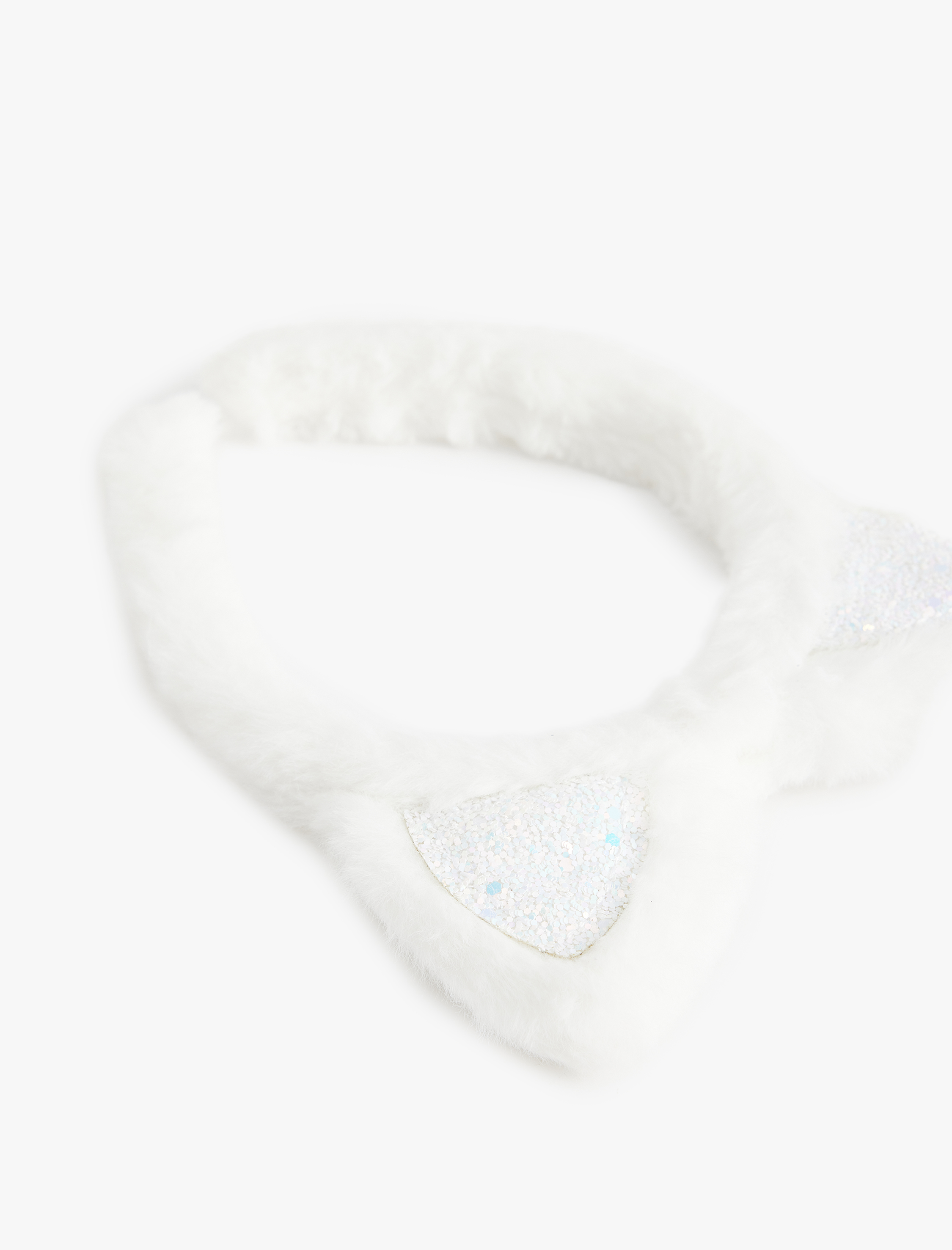  Kız Çocuk Peluş Taç Kulak Aplike Detaylı Pullu Payetli