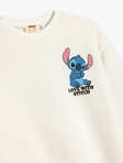 Stitch Sweatshirt Lisenziyalı Uzunqol Qıvrımlı Yaxa Pambıq