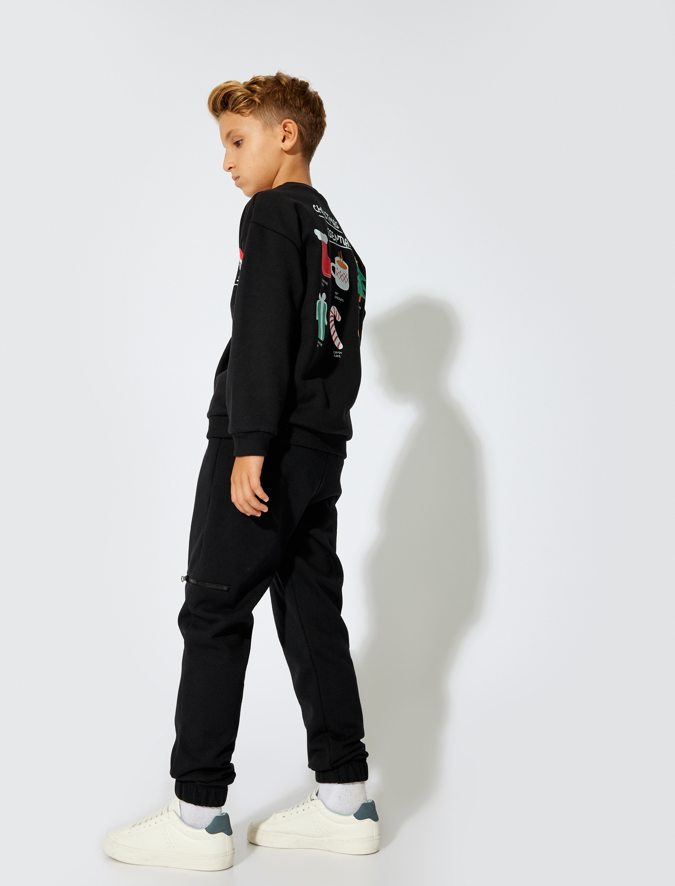  Erkek Çocuk Basic Jogger Eşofman Altı Beli Bağlamalı Cep Detaylı Şardonlu