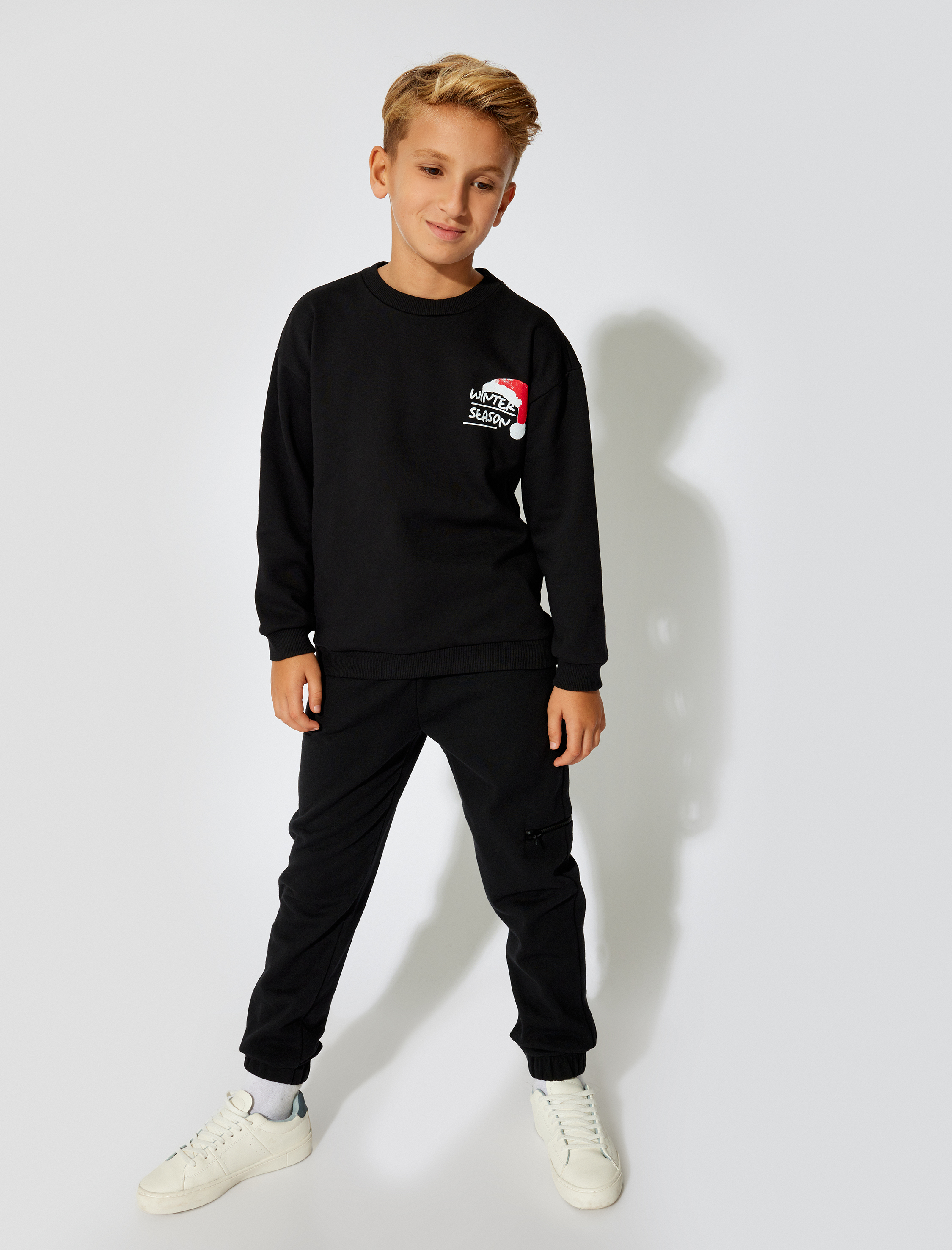  Erkek Çocuk Basic Jogger Eşofman Altı Beli Bağlamalı Cep Detaylı Şardonlu