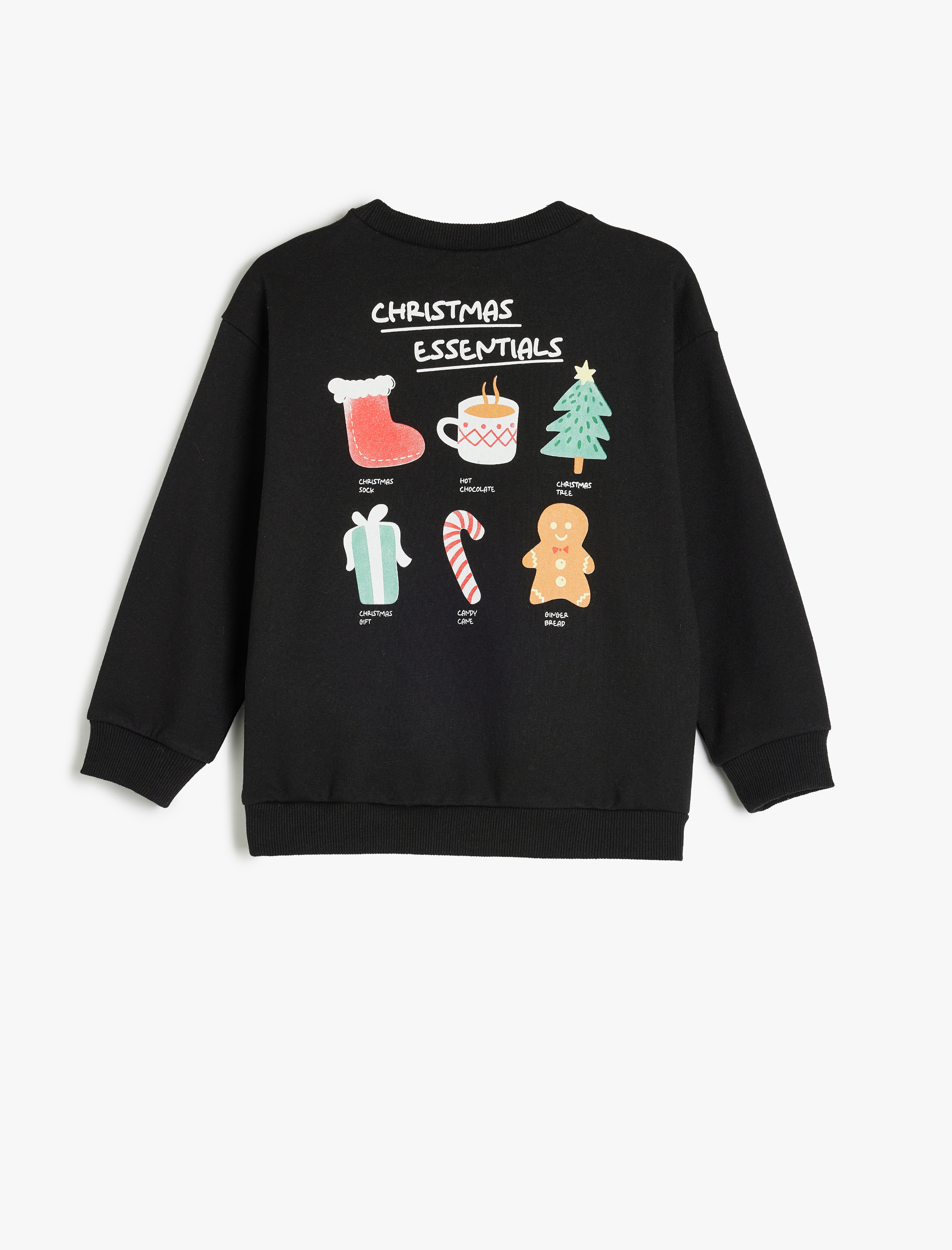  Erkek Çocuk Sweatshirt Yılbaşı Temalı Baskı Detaylı Uzun Kollu Bisiklet Yaka Şardonlu