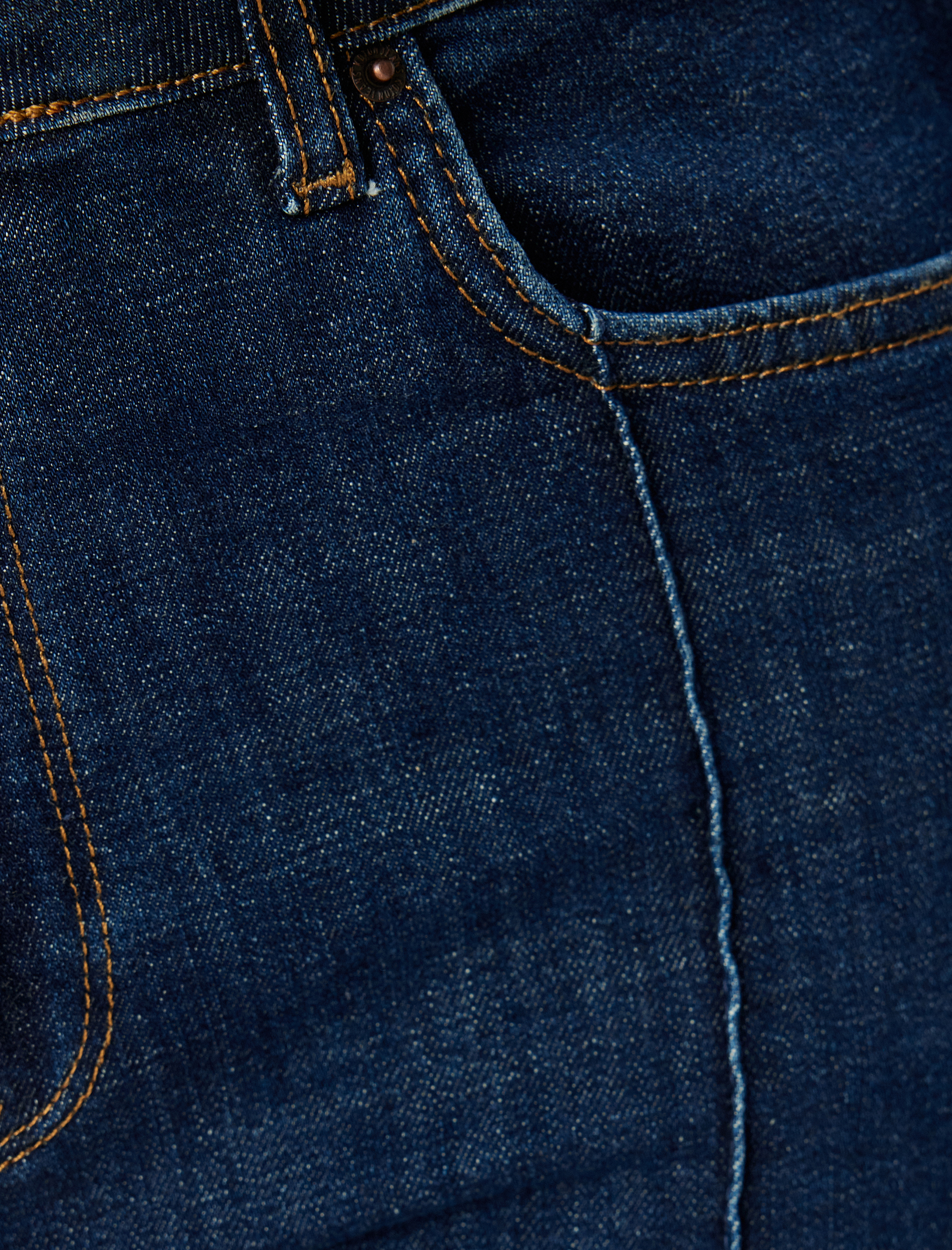   İspanyol Paça Kot Pantolon Yüksek Bel Slim Fit Nervürlü Düğmeli Pamuklu - Flare Jeans