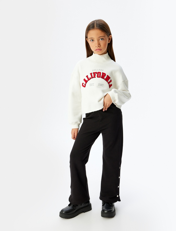 Kız Çocuk Pantolon Beli Lastikli Çıtçıt Detaylı