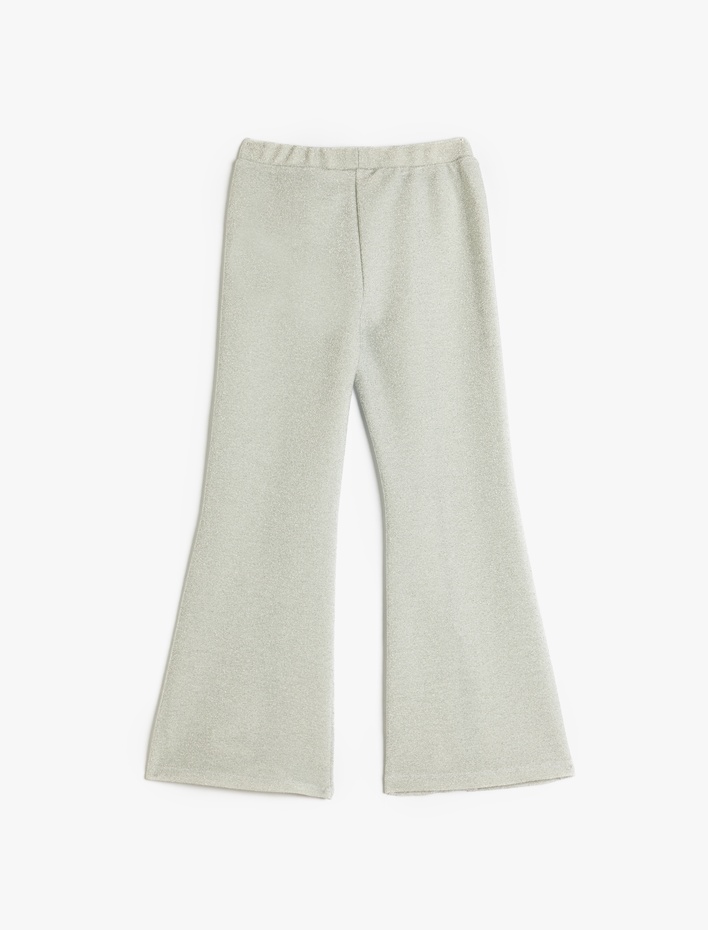 Kız Çocuk İspanyol Paça Eşofman Altı Beli Lastikli Yırtmaçlı