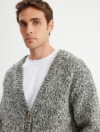 Triko Hırka V Yaka Düğmeli