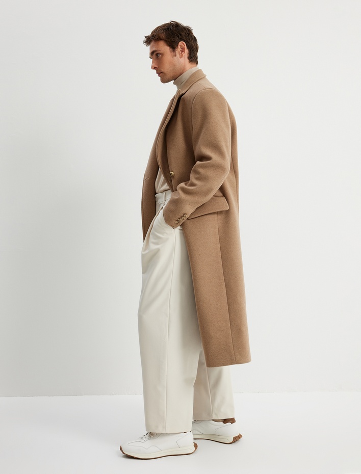  Bol Pantolon Düğmeli Chino Cep Detaylı