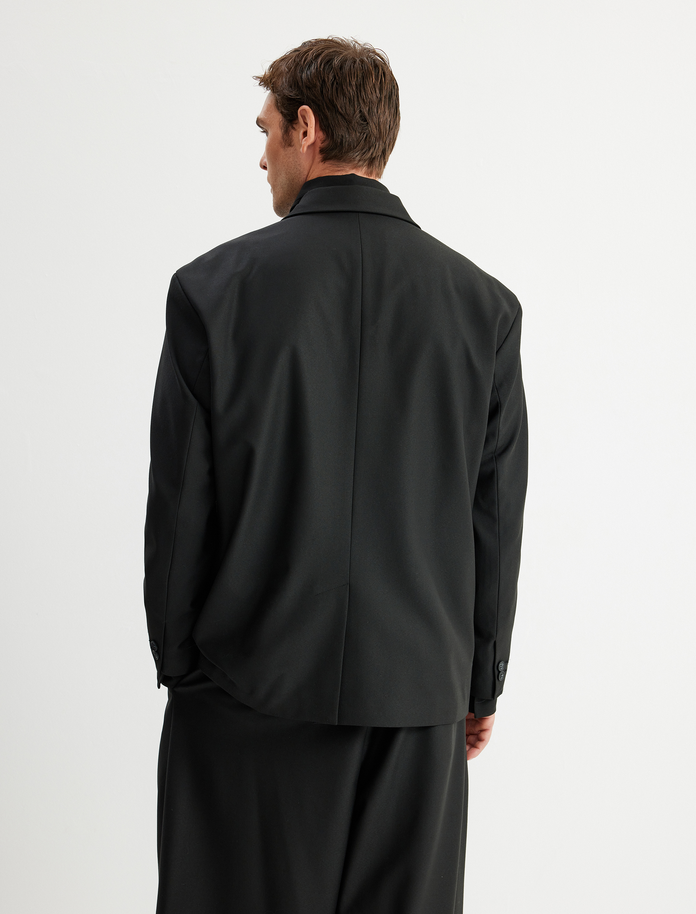   Blazer Ceket Kruvaze Yaka Düğmeli Kapaklı Cep Detaylı Viskon Karışımlı