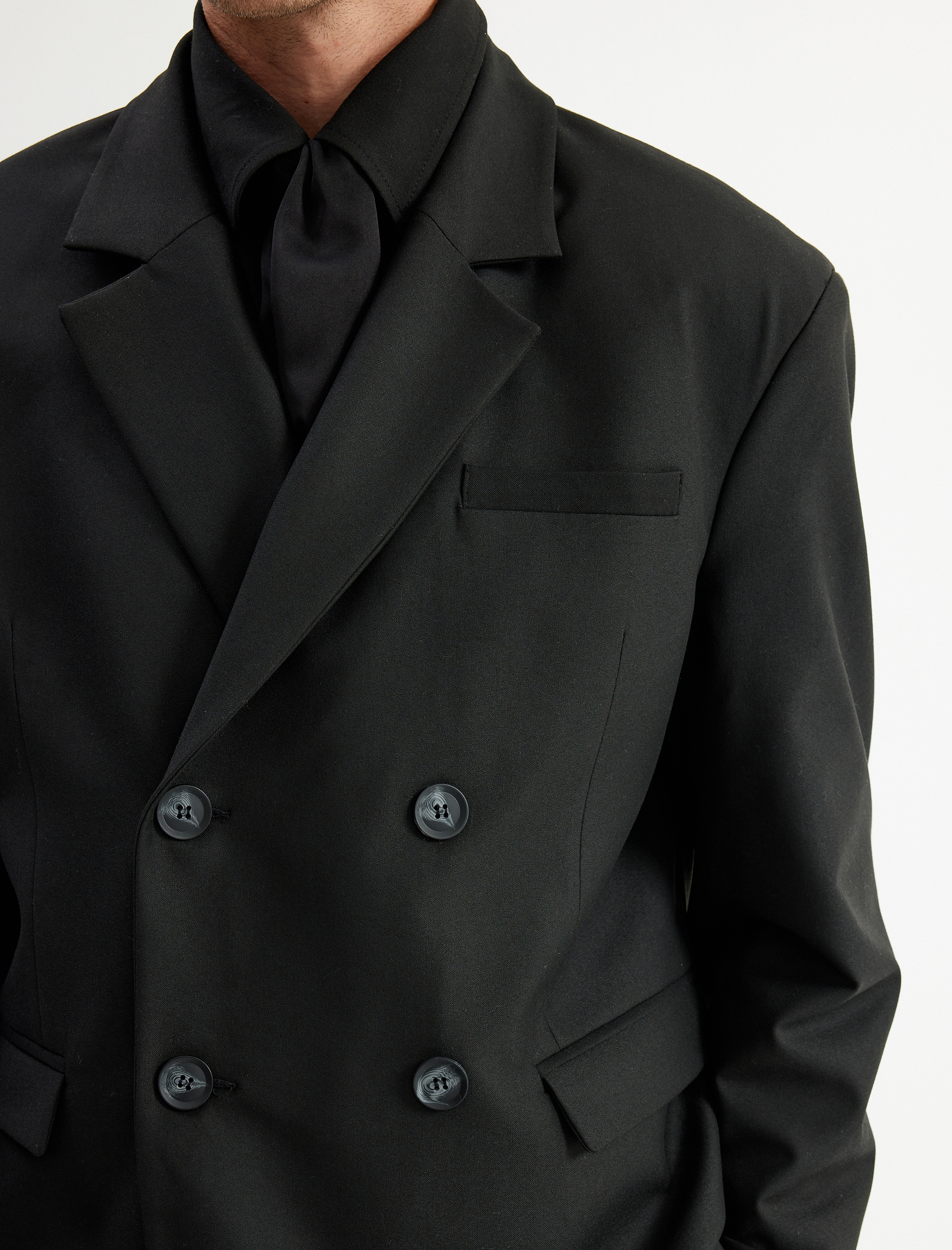   Blazer Ceket Kruvaze Yaka Düğmeli Kapaklı Cep Detaylı Viskon Karışımlı