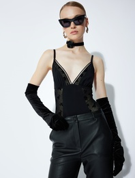 Askılı Tül Detaylı Bodysuit