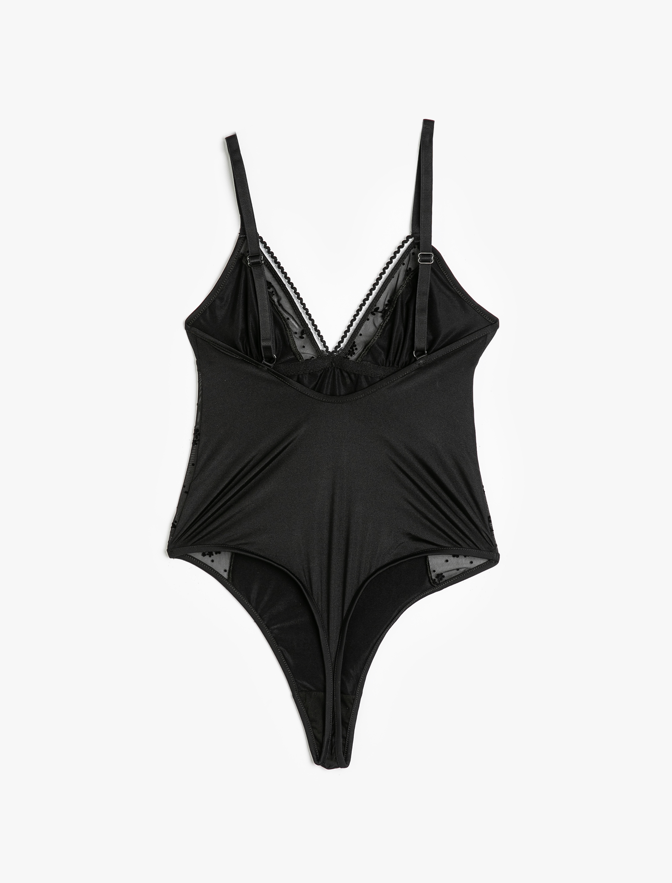   Askılı Tül Detaylı Bodysuit