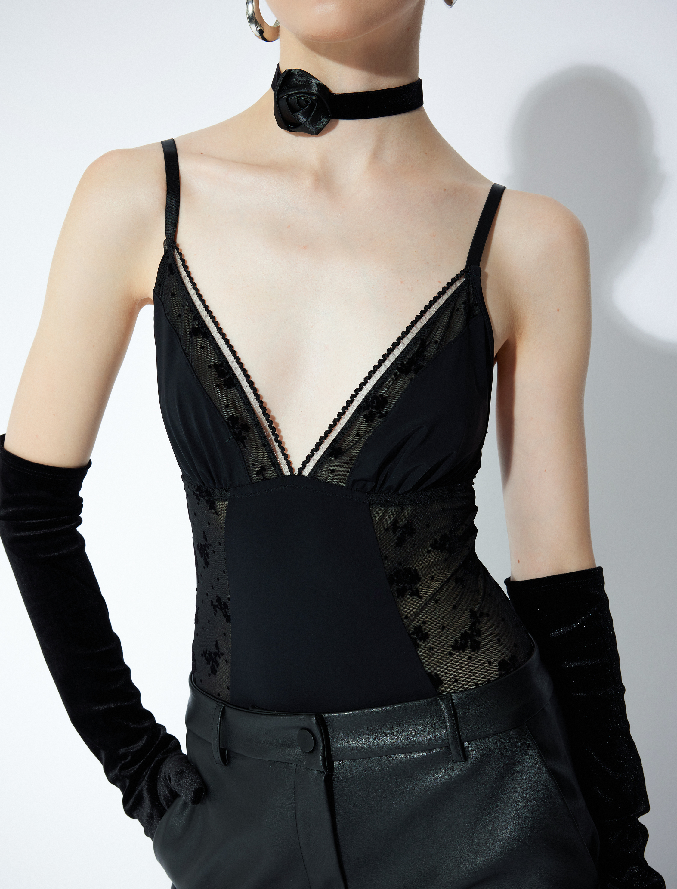   Askılı Tül Detaylı Bodysuit
