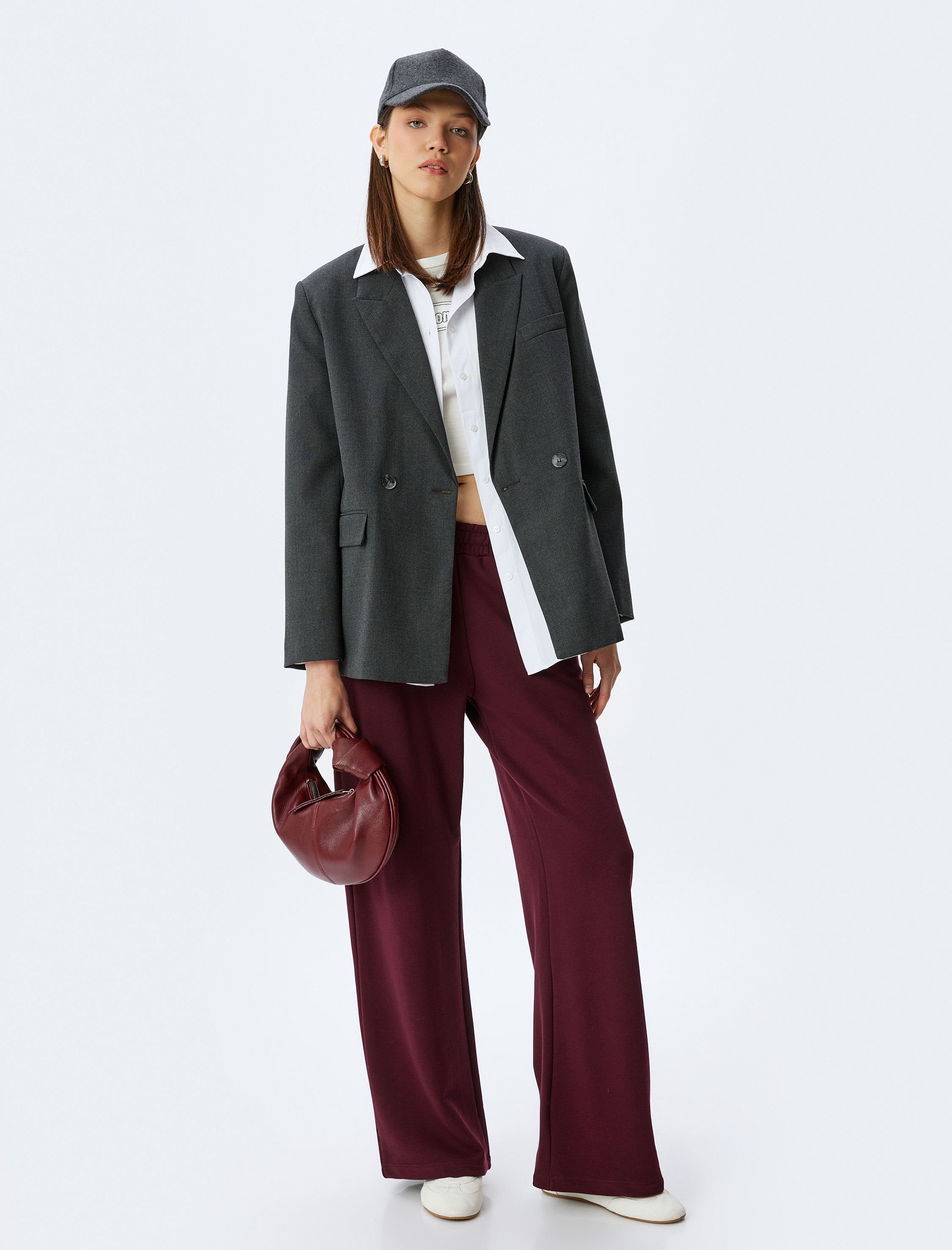   Geniş Paça Beli Lastikli Cepli Şardonlu Rahat Kalıp Eşofman Altı