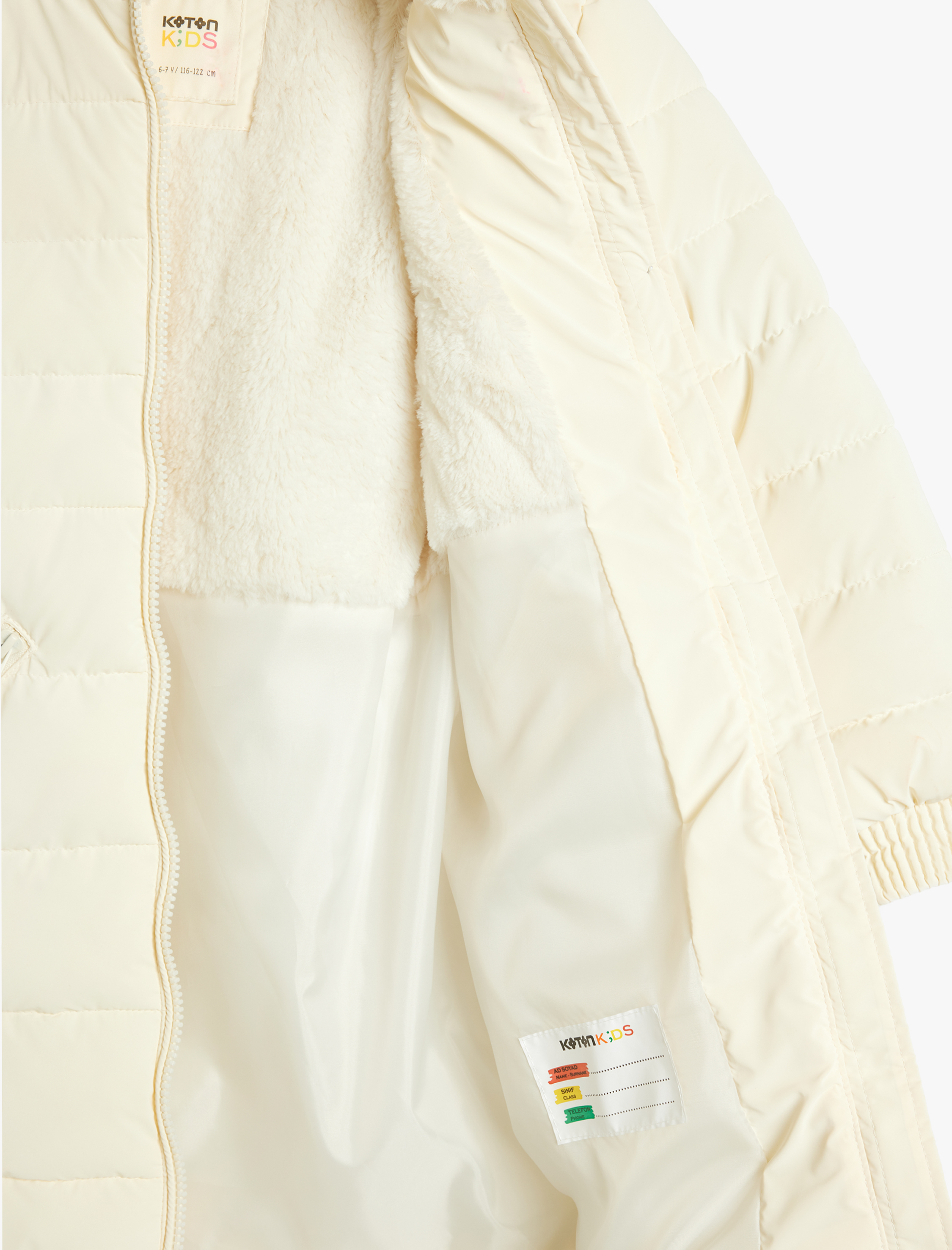  Kız Çocuk Uzun Şişme Kapşonlu Mont Suni Kürk Detaylı Cepli Kemerli