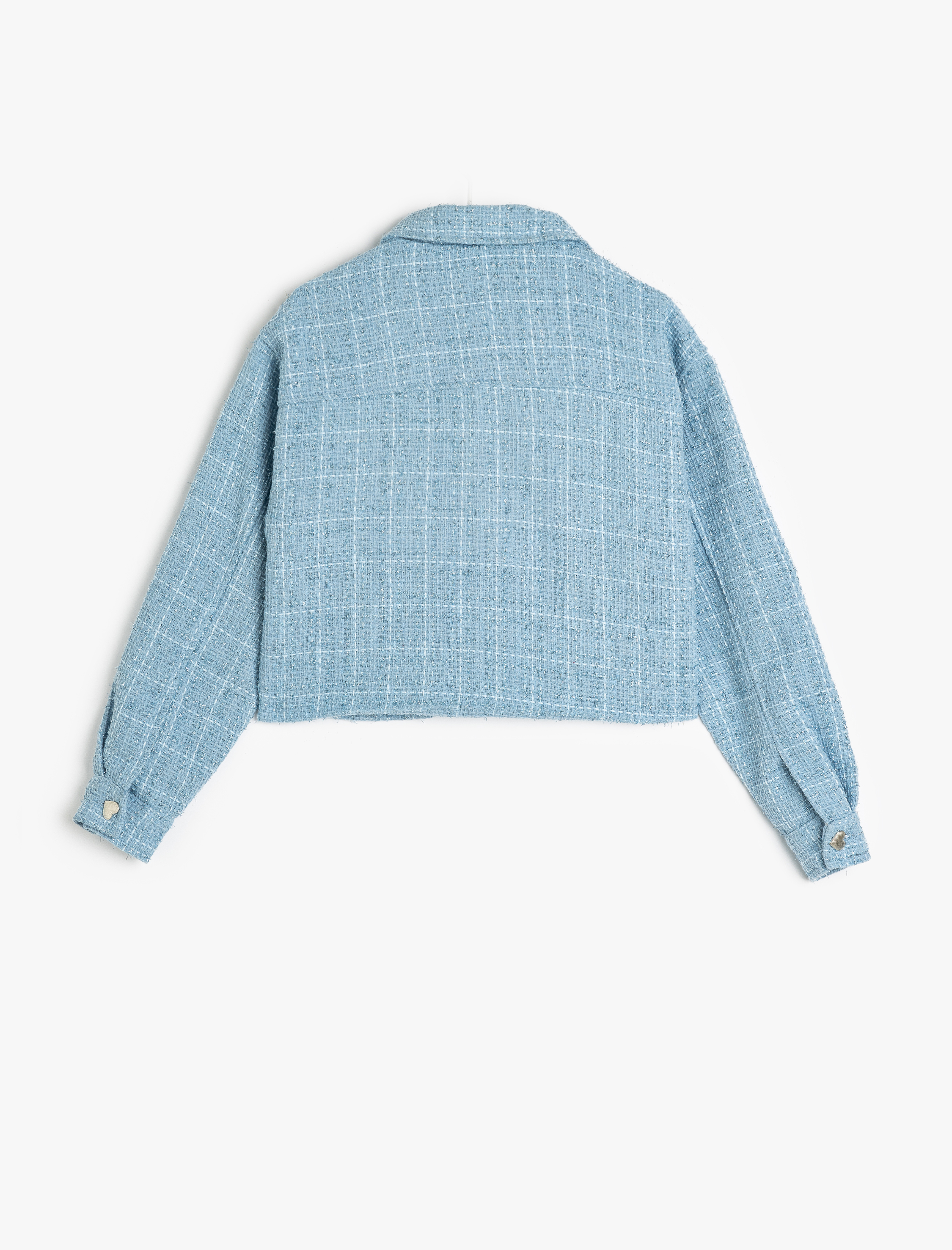  Kız Çocuk Tüvit Ceket Uzun Kollu Düğme Kapamalı Cep Detaylı