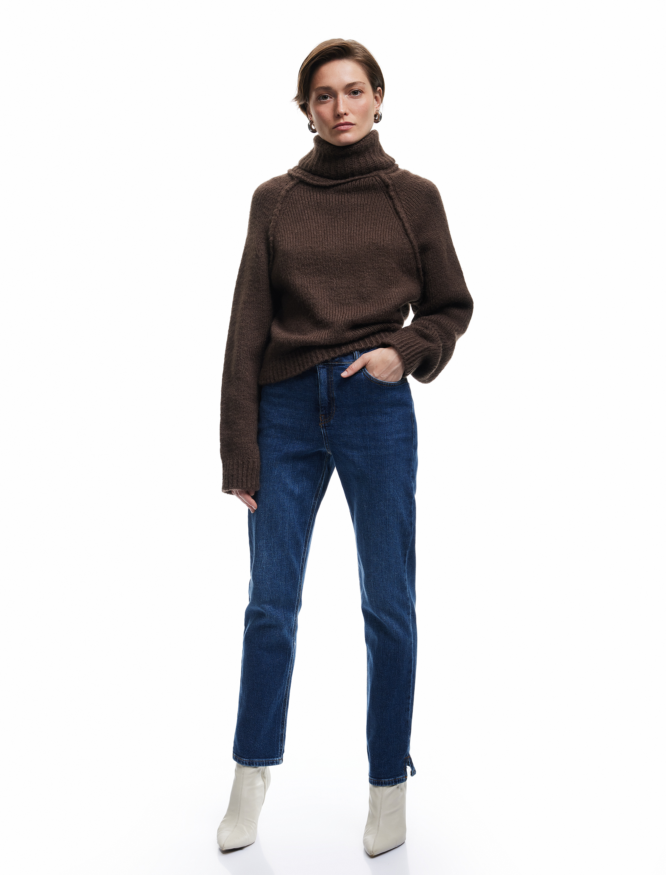   Normal Bel Kısa Düz Paça Dar Kalıp Jean Pantolon - Slim Straight Jeans