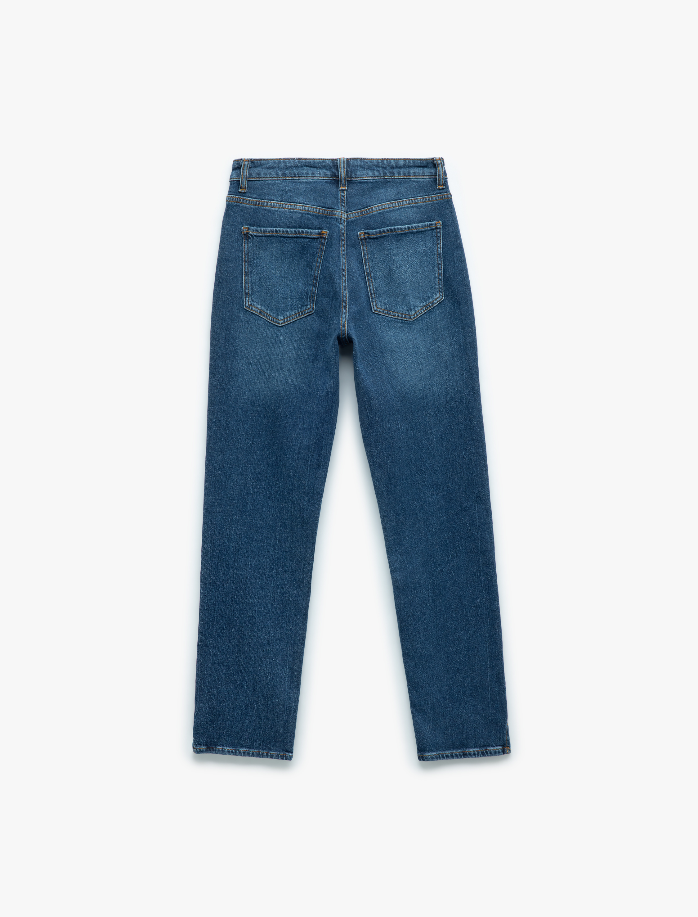   Normal Bel Kısa Düz Paça Dar Kalıp Jean Pantolon - Slim Straight Jeans