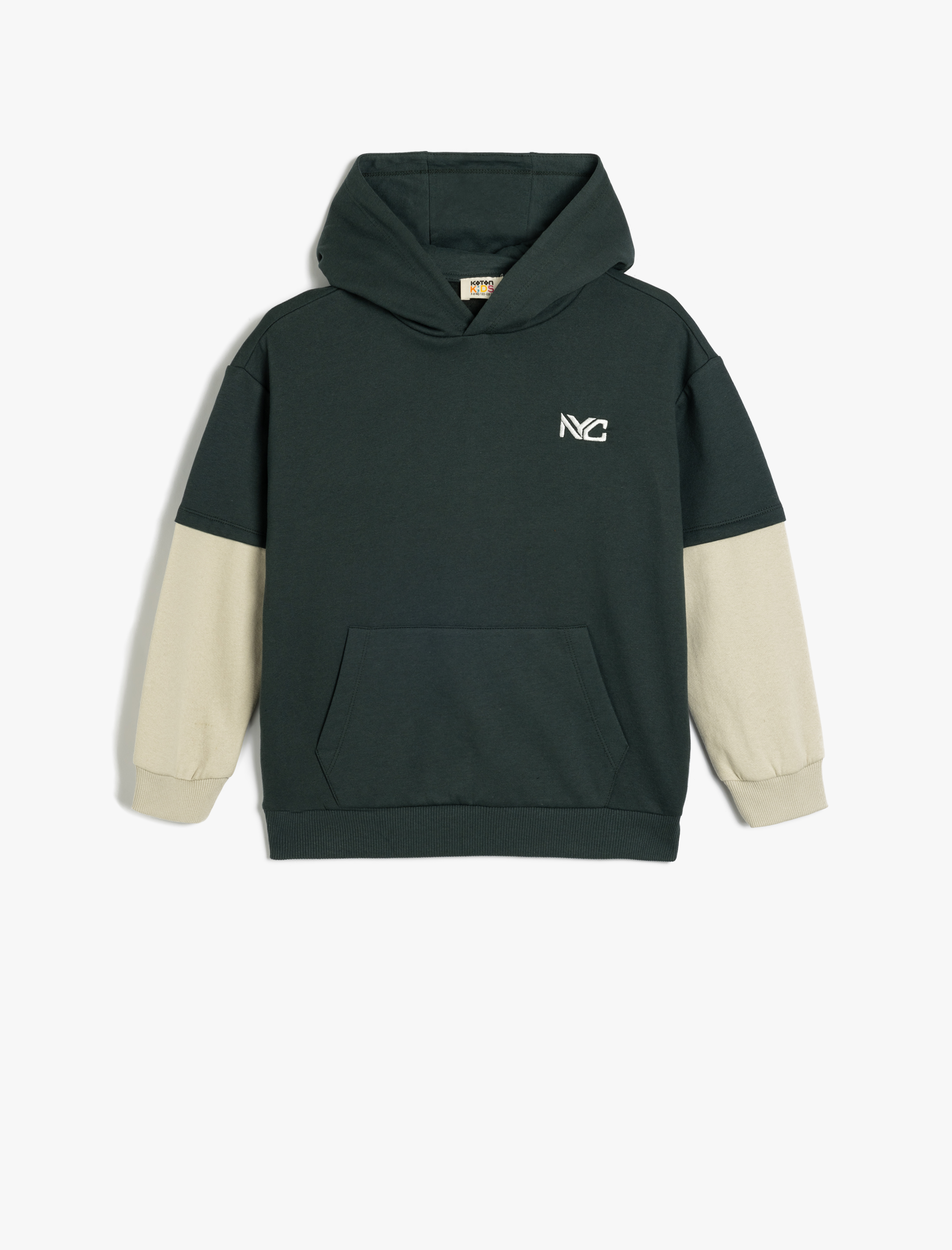  Erkek Çocuk Kapşonlu Sweatshirt Baskı Detaylı Uzun Kollu Pamuklu Şardonlu