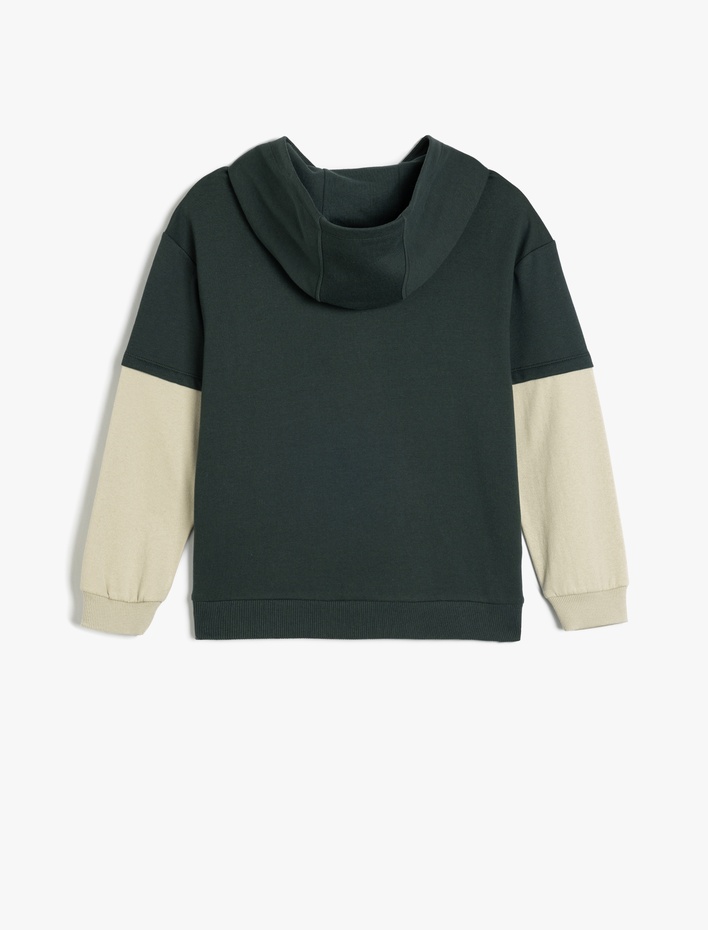 Erkek Çocuk Kapşonlu Sweatshirt Baskı Detaylı Uzun Kollu Pamuklu Şardonlu