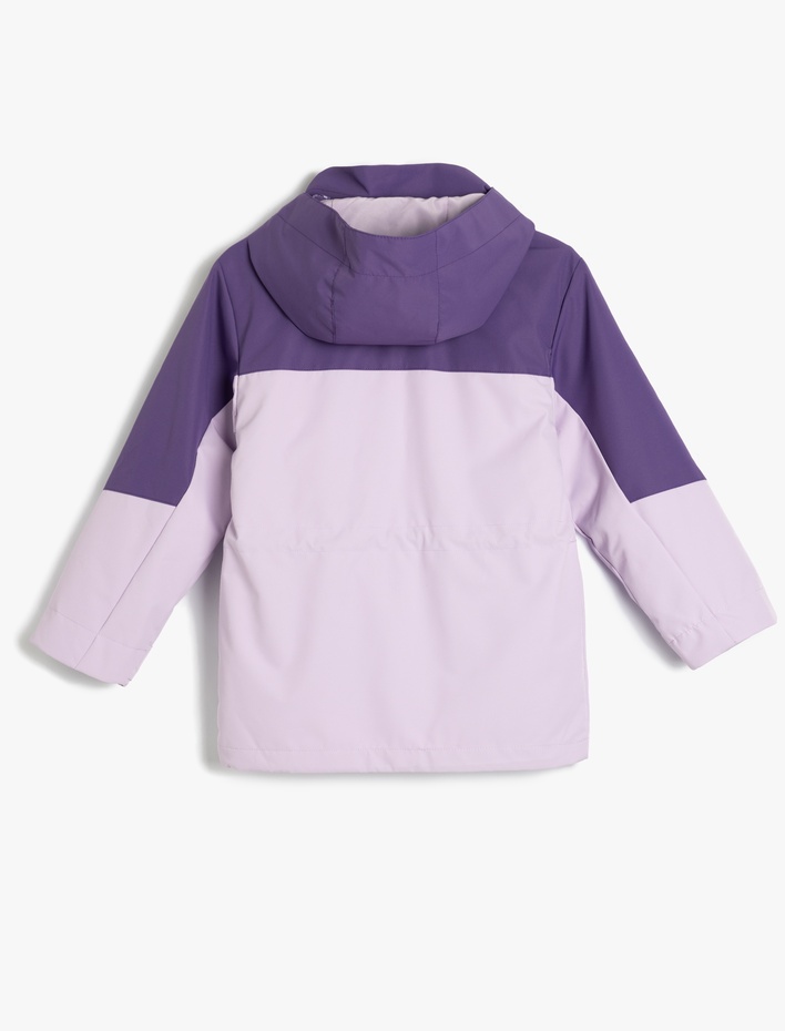 Kız Çocuk Oversize Mont Kapaklı Cep Detaylı Fermuar Kapamalı Rüzgar Kapaklı