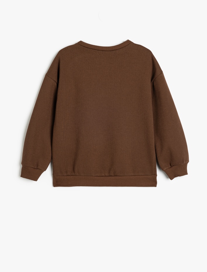 Kız Çocuk Zımba Detaylı Sweatshirt Uzun Kollu Bisiklet Yaka Şardonlu