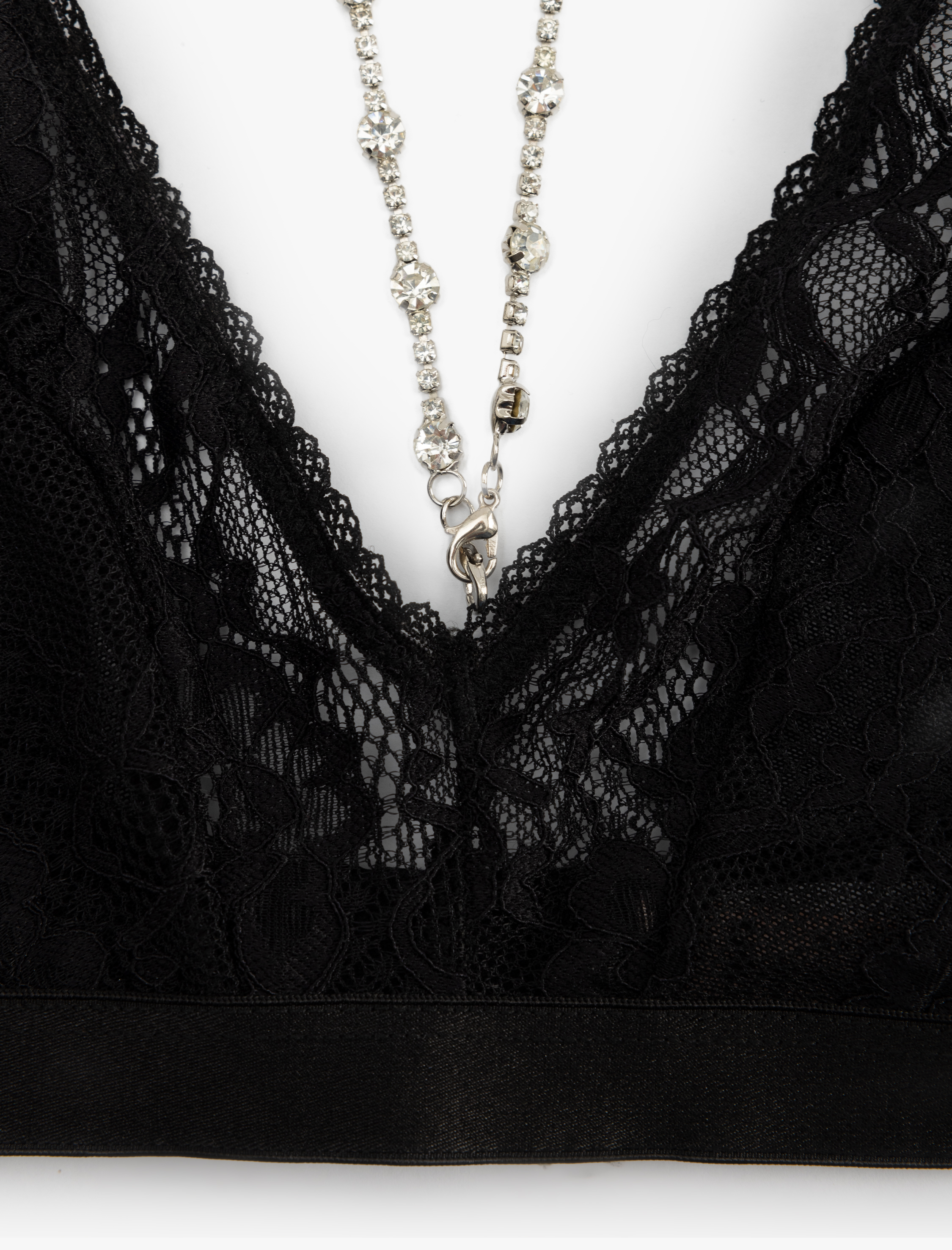   Çıkarılabilir Vücut Kolye Detaylı Balensiz Dolgusuz Dantelli Bralet