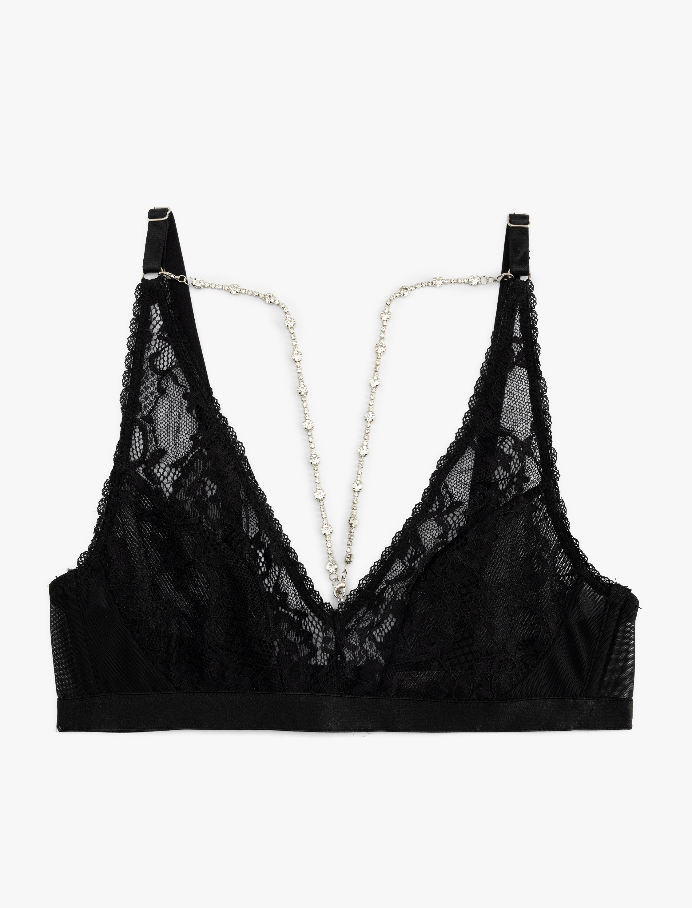   Çıkarılabilir Vücut Kolye Detaylı Balensiz Dolgusuz Dantelli Bralet