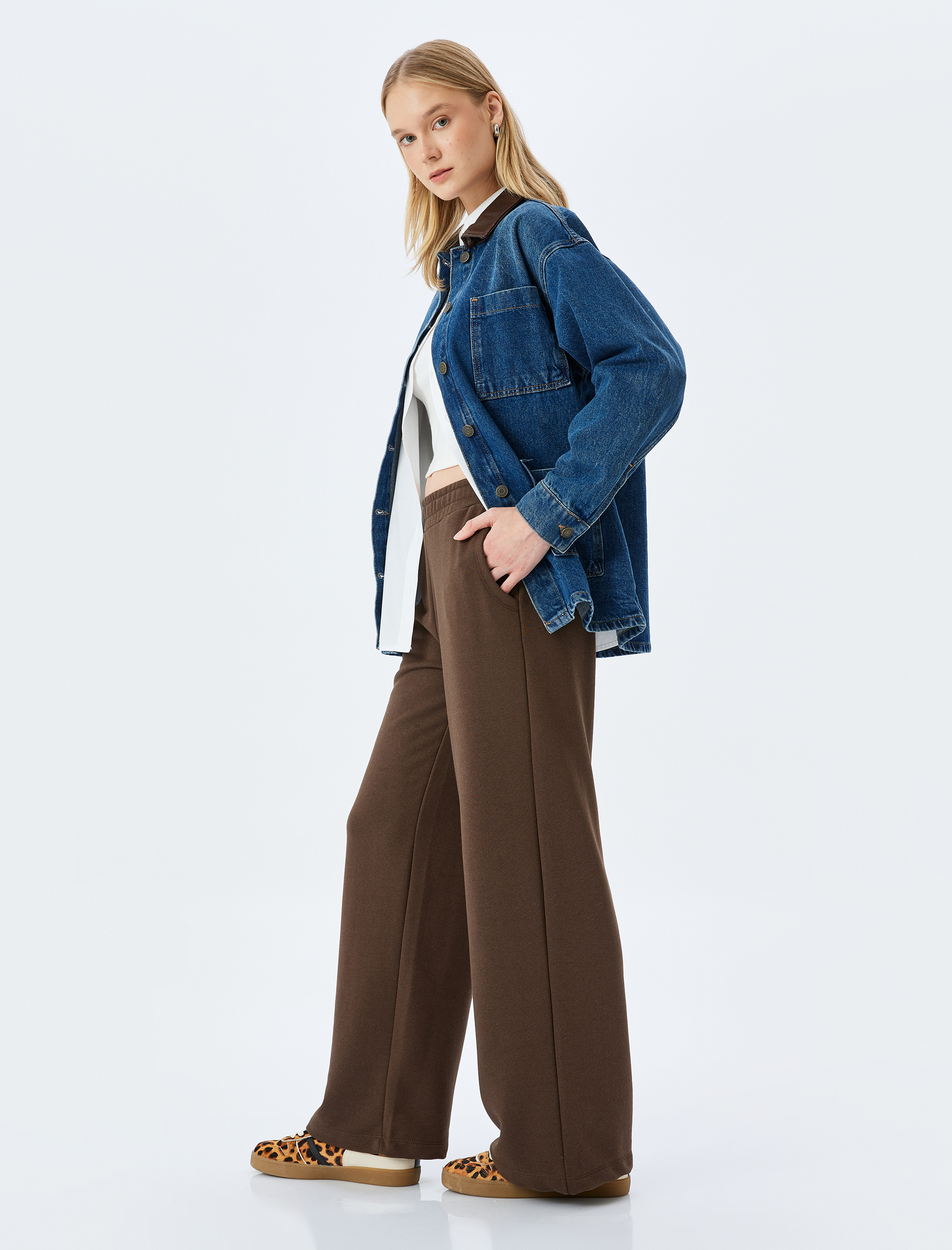   Bol Paça Eşofman Altı Beli Lastikli Cepli Rahat Kalıp