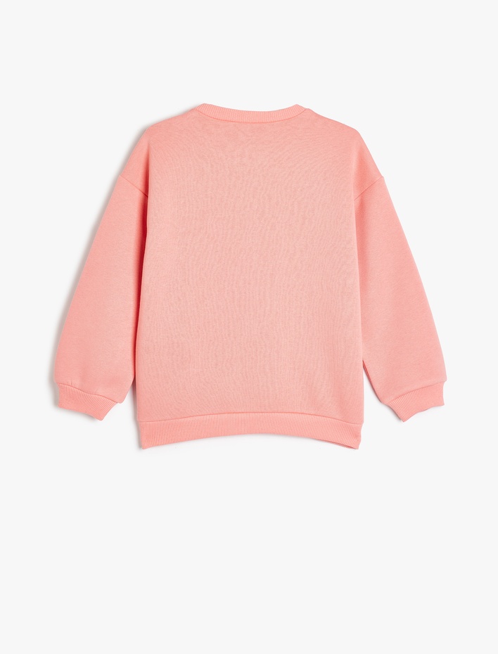 Kız Çocuk Sweatshirt Unicorn Baskılı Uzun Kollu Bisiklet Yaka Pamuk Karışımlı Şardonlu