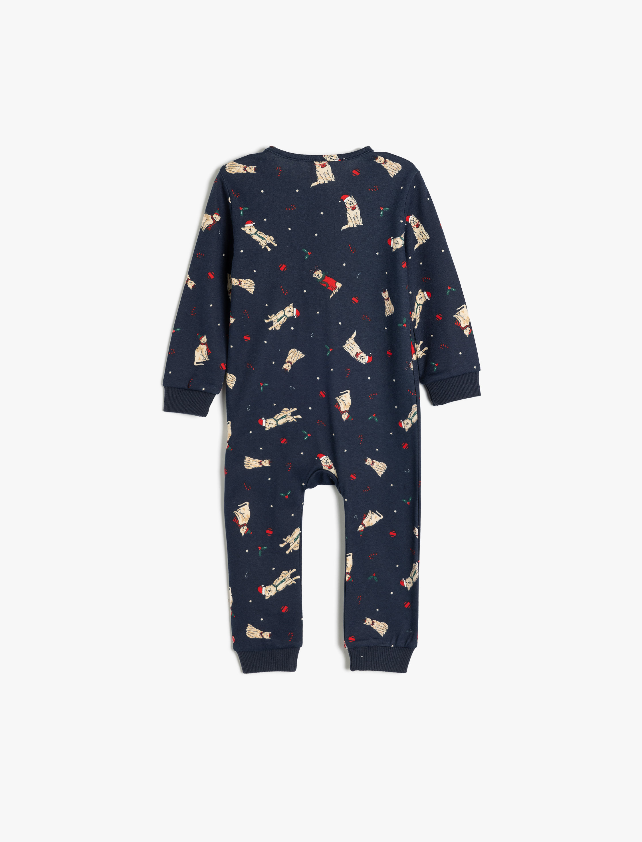  Erkek Bebek Köpek Baskılı Uzun Kollu Pamuklu Tulum