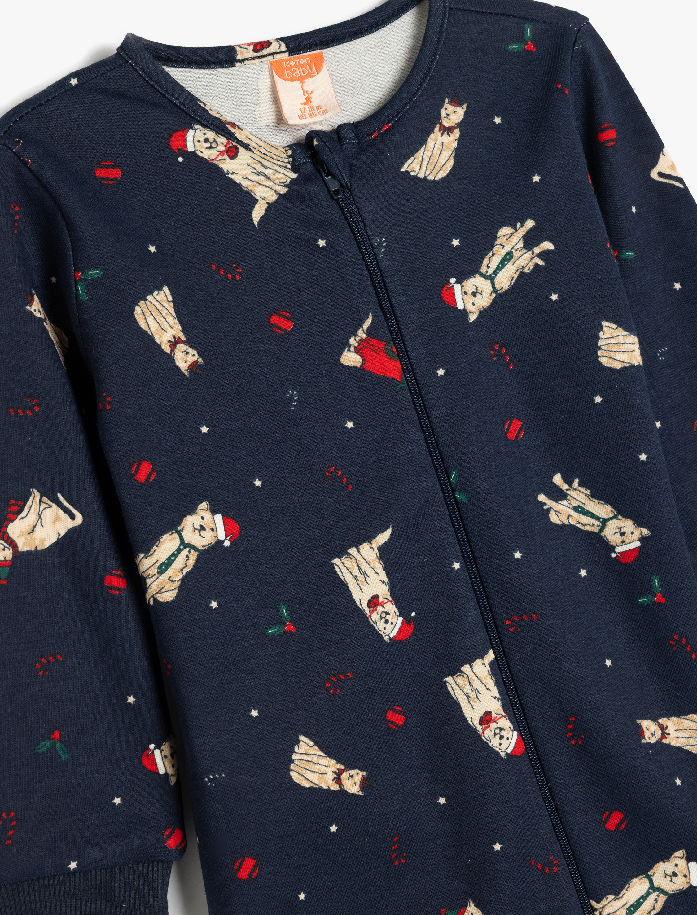  Erkek Bebek Köpek Baskılı Uzun Kollu Pamuklu Tulum