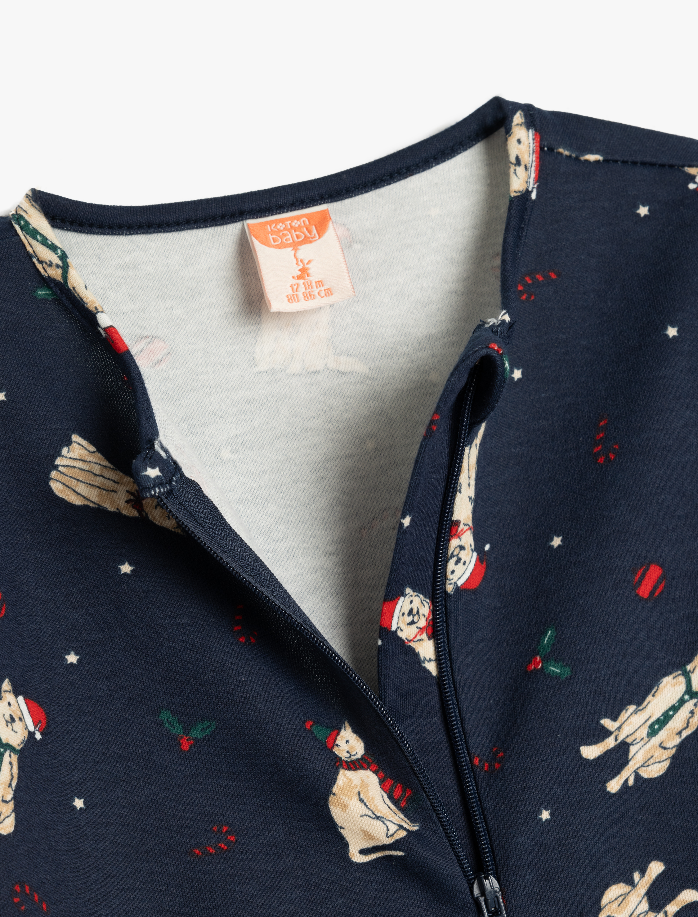  Erkek Bebek Köpek Baskılı Uzun Kollu Pamuklu Tulum