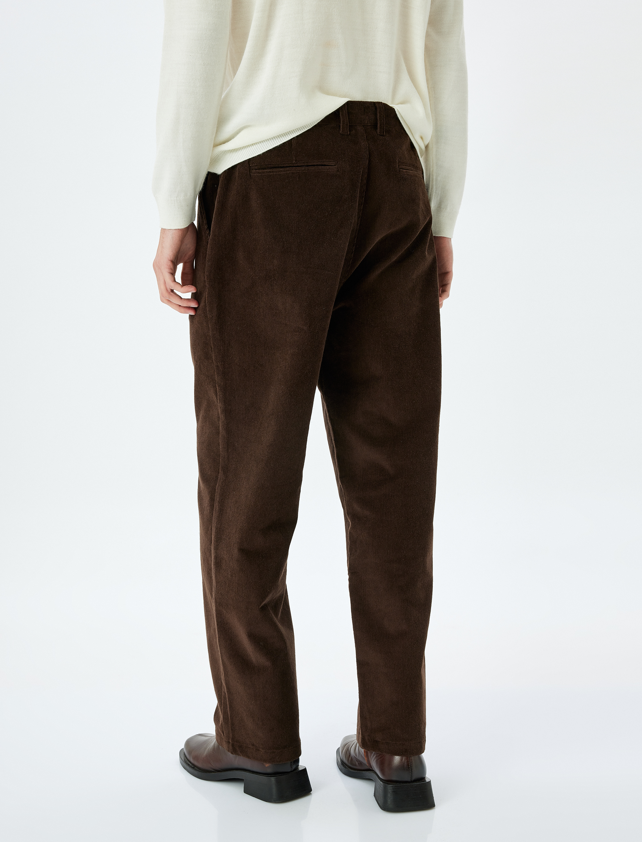   Pile Detaylı Pamuklu Fitilli Kadife Bol Baggy Pantolon