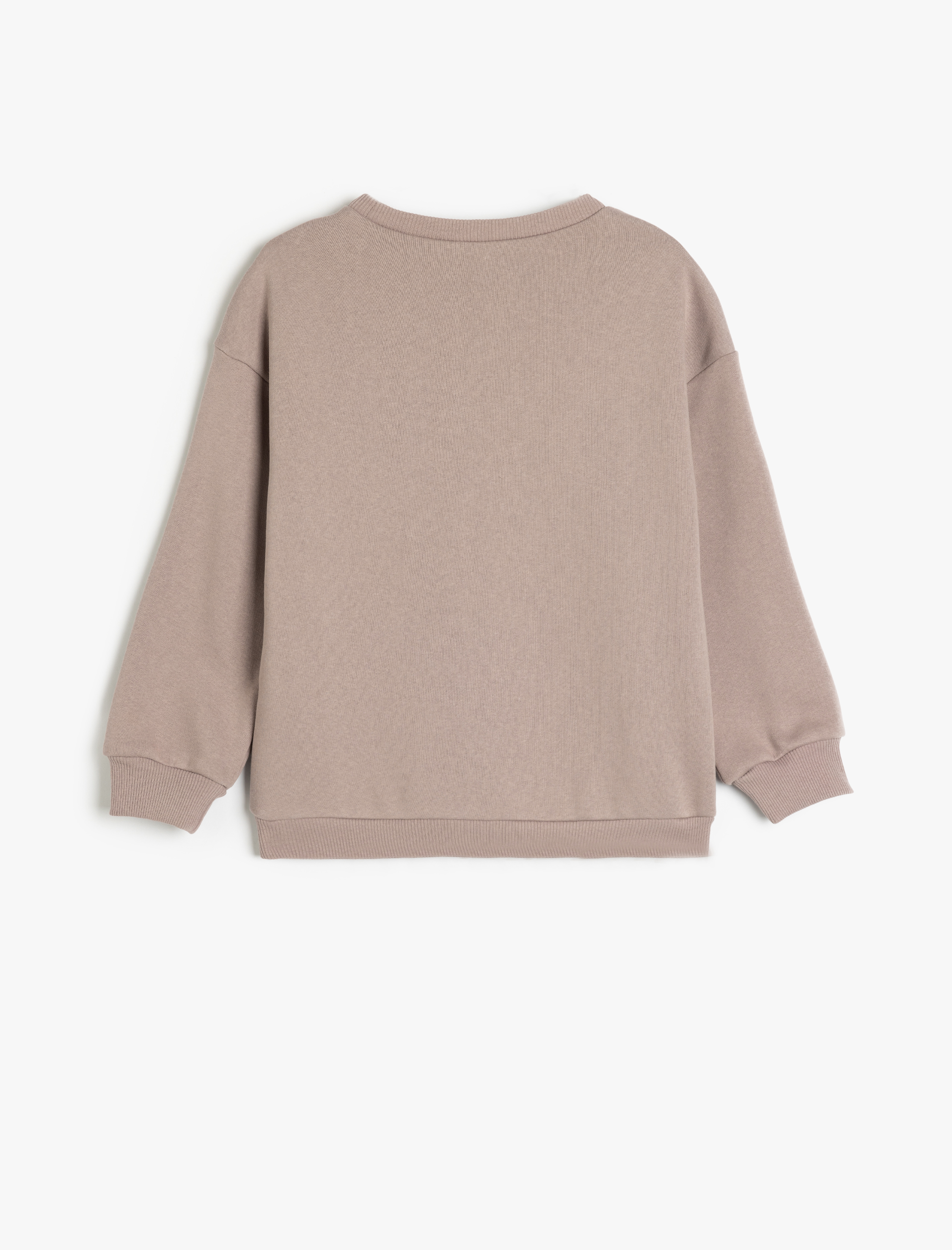  Kız Çocuk Köpek Baskılı Bisiklet Yaka Uzun Kollu Pamuklu Şardonlu Sweatshirt