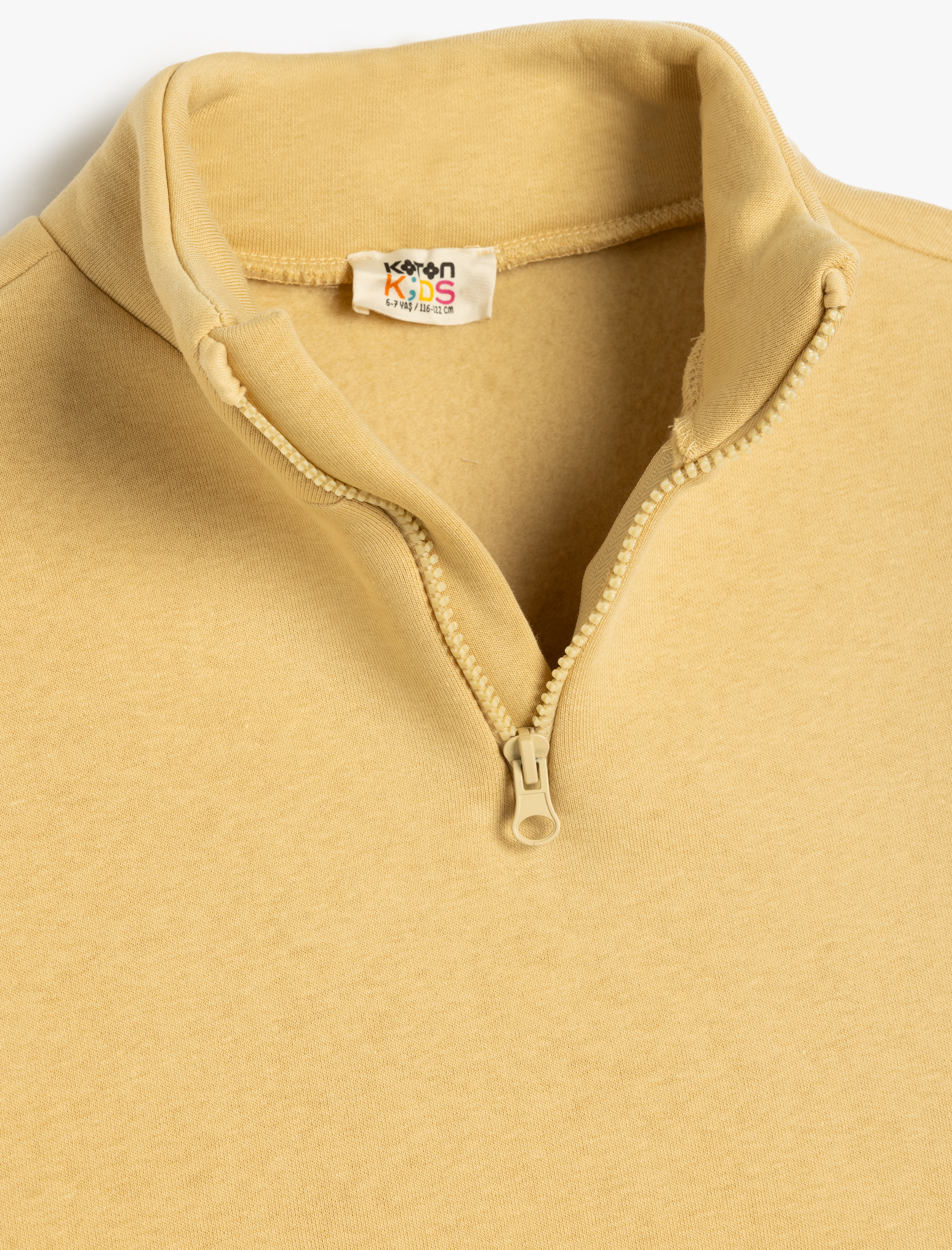  Erkek Çocuk Dik Yaka Yarım Fermuar Detaylı Uzun Kollu Şardonlu Basic Sweatshirt