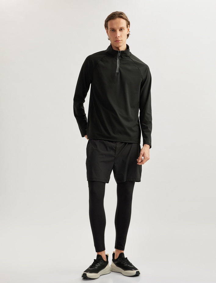  Uzun Kollu Yarım Fermuarlı Dik Yaka Spor Sweatshirt