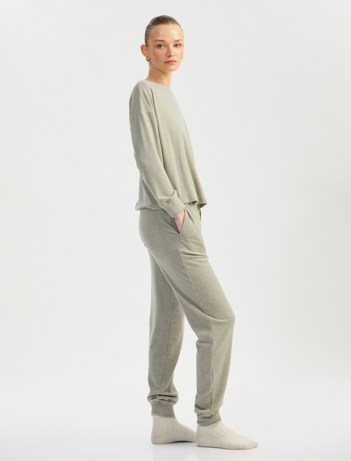  Rahat Kesim Beli Bağlamalı Yumuşak Dokulu Jogger Pijama Altı