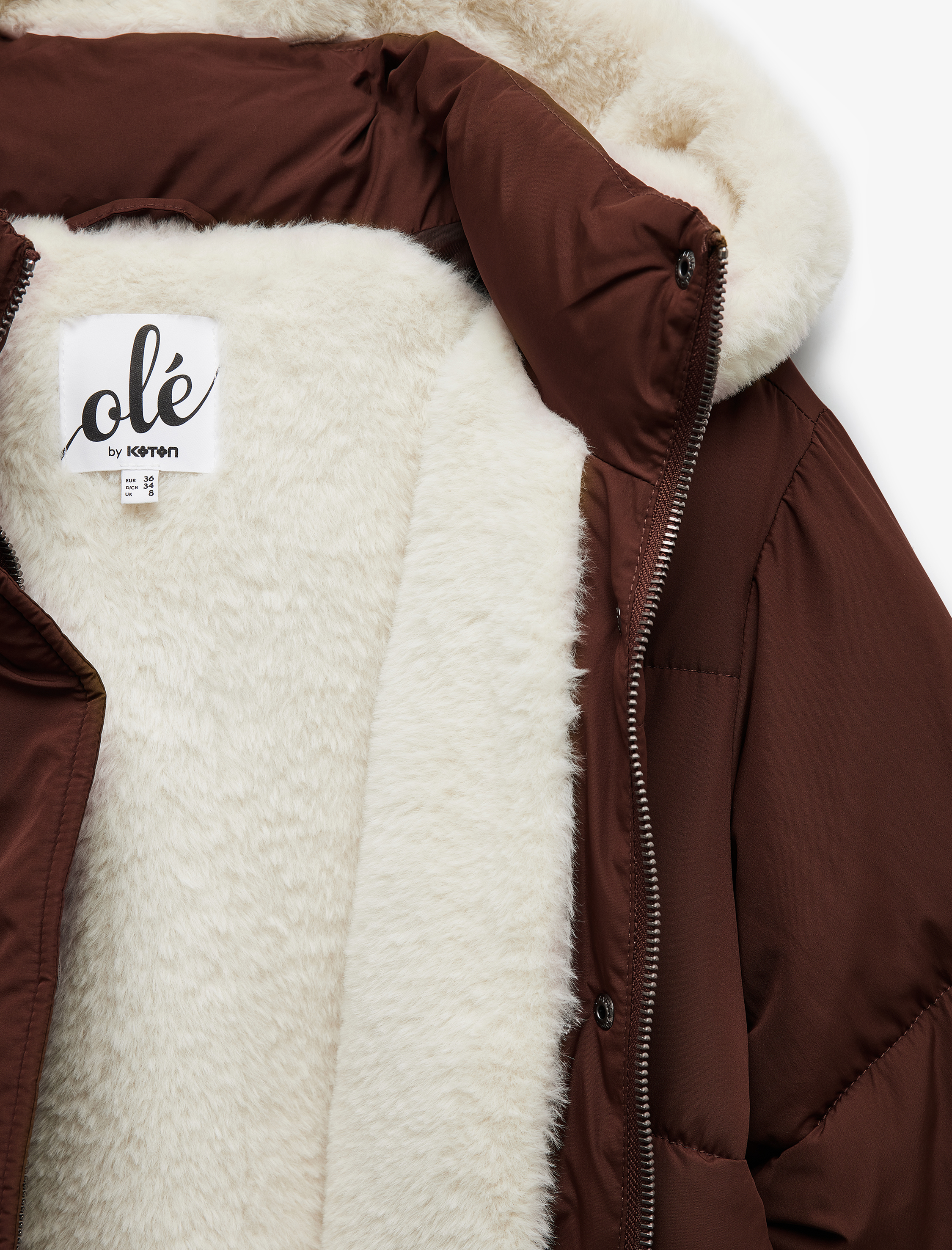   Kapüşonlu Fermuarlı İçi Peluş Çıtçıt Düğmeli Cepli Şişme Mont