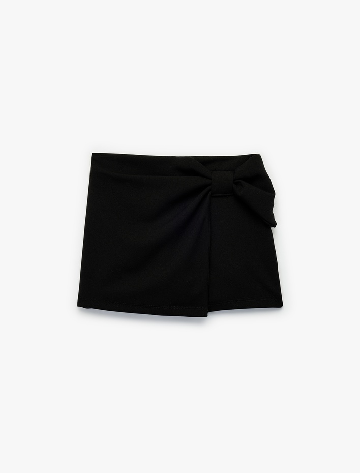 Kız Çocuk Fiyonk Detaylı Beli Lastikli Basic Şort Etek