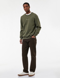 Uzun Kollu Bisiklet Yaka Şardonlu Baskılı Sweatshirt