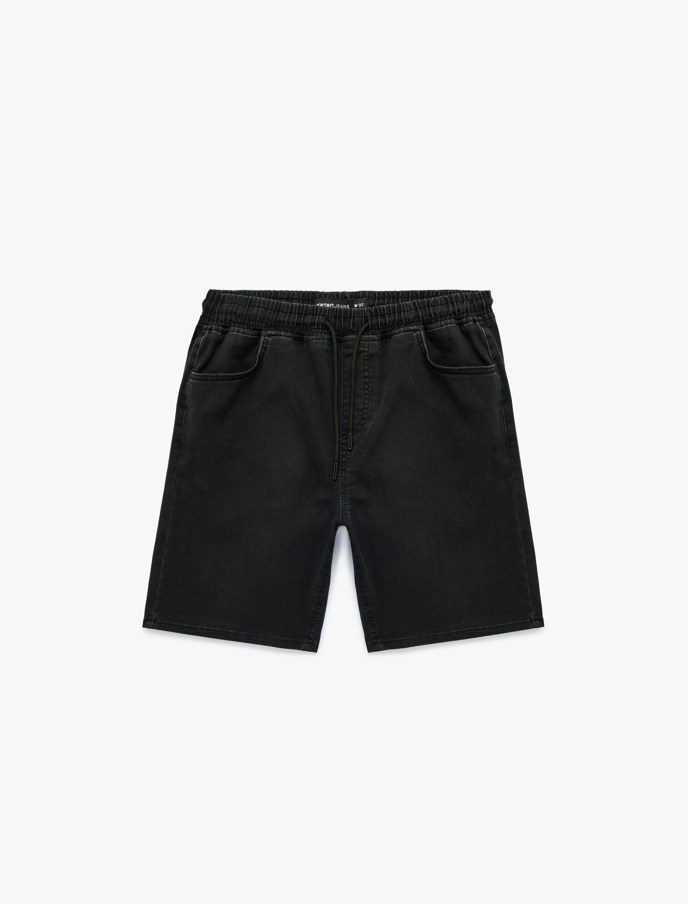   Beli Bağcıklı Cep Detaylı Denim Bermuda Şort