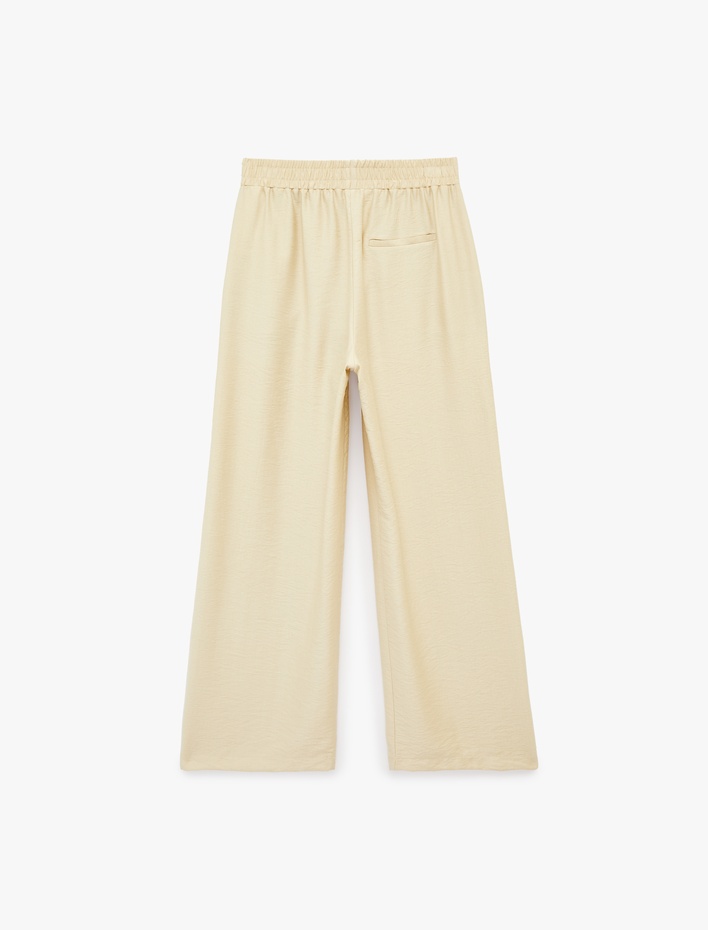  Yan Cepli Düz Bol Paça Pantolon