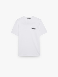 Kısa Kollu Bisiklet Yaka Pamuklu Nakışlı Arkası Baskılı Tişört