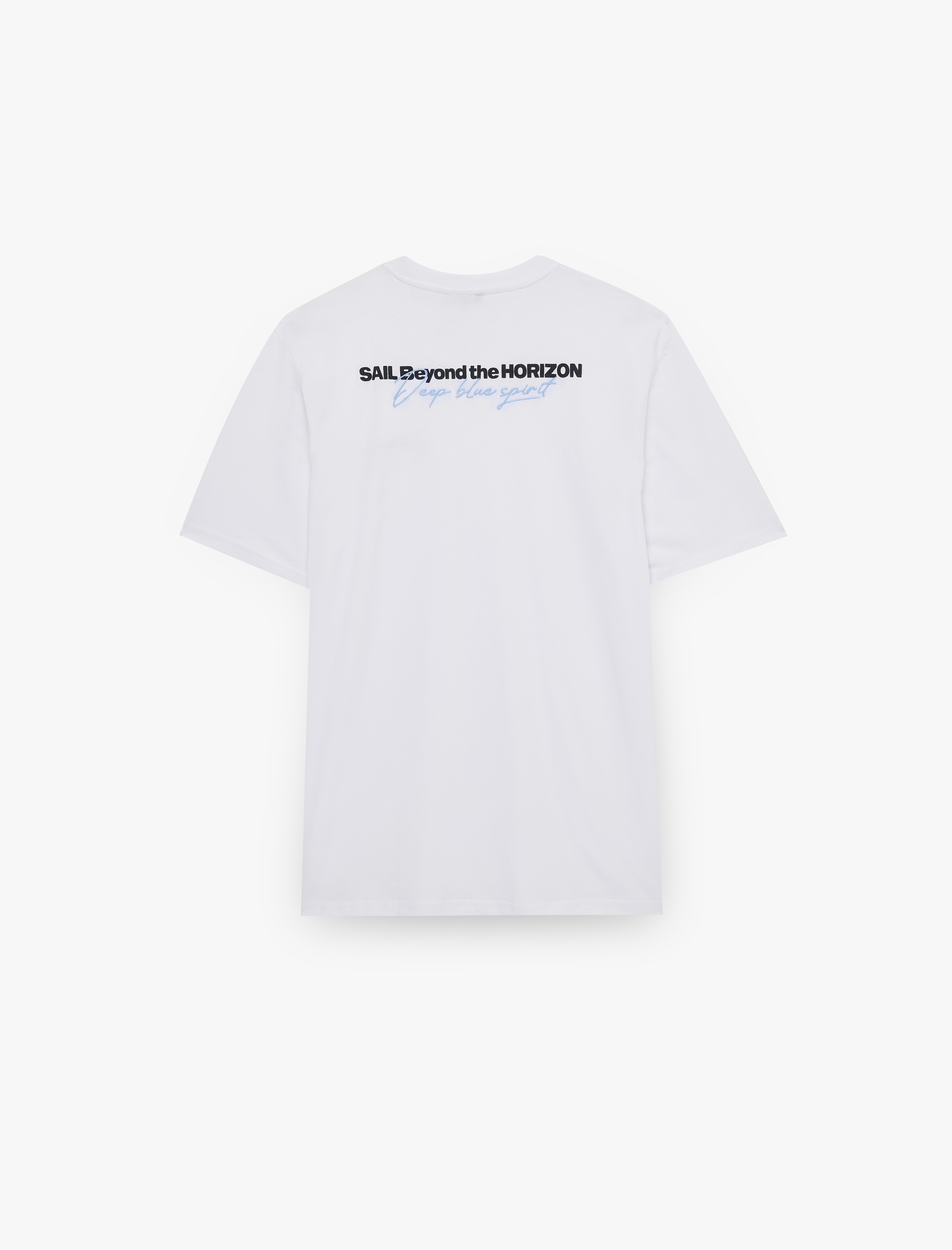   Kısa Kollu Bisiklet Yaka Pamuklu Nakışlı Arkası Baskılı Tişört