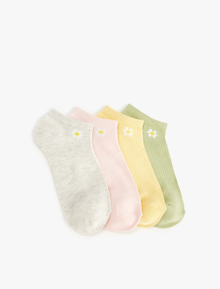 Kadın Çiçekli 4'lü Patik Çorap