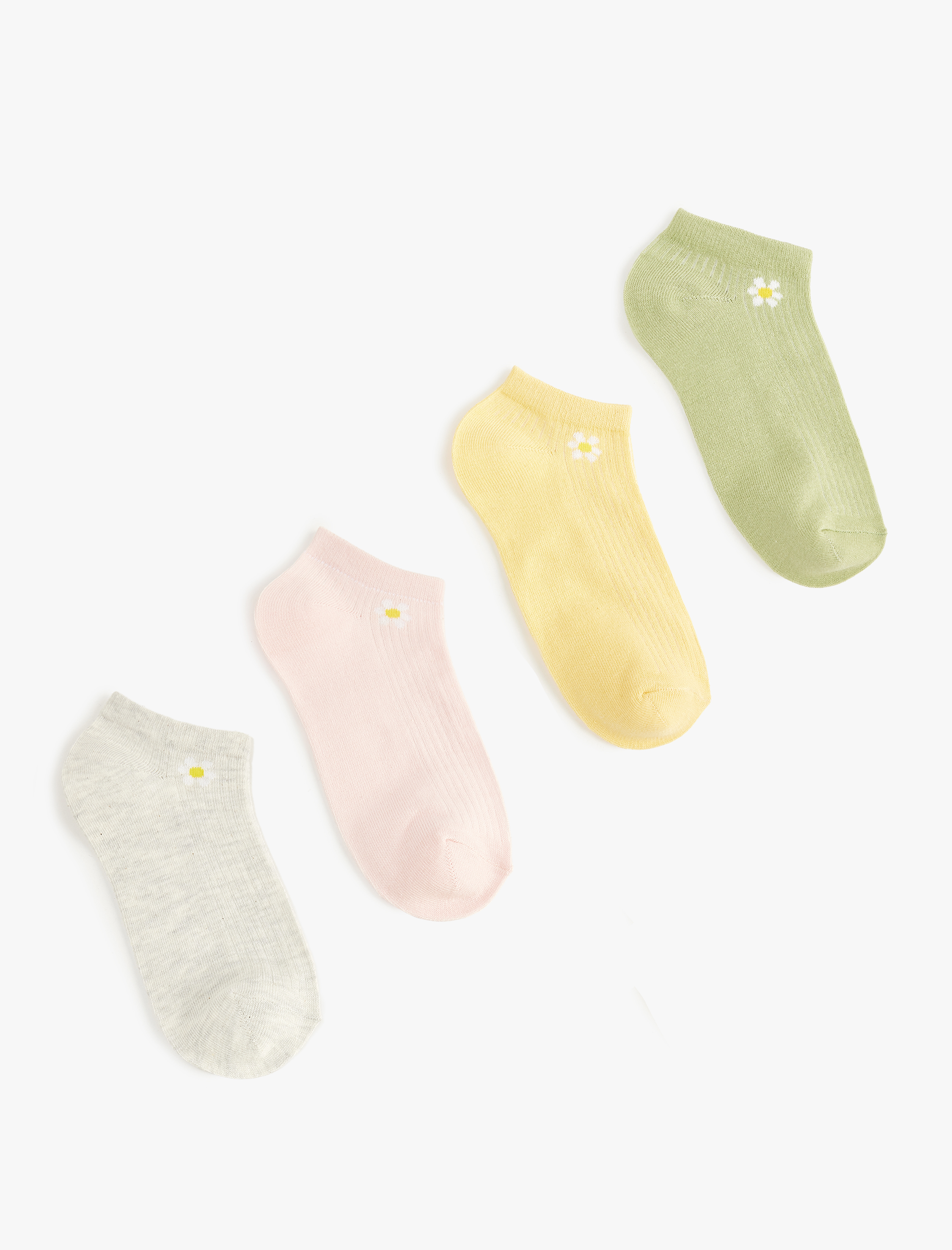  Kadın Çiçekli 4'lü Patik Çorap