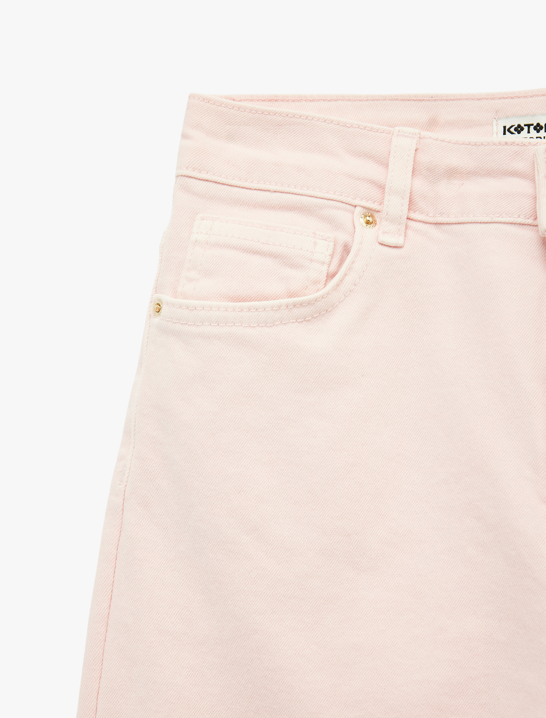   Normal Bel Dar Kalıp Pamuklu Düğmeli Kısa İspanyol Paça Pantolon -  Kick Flare Jeans