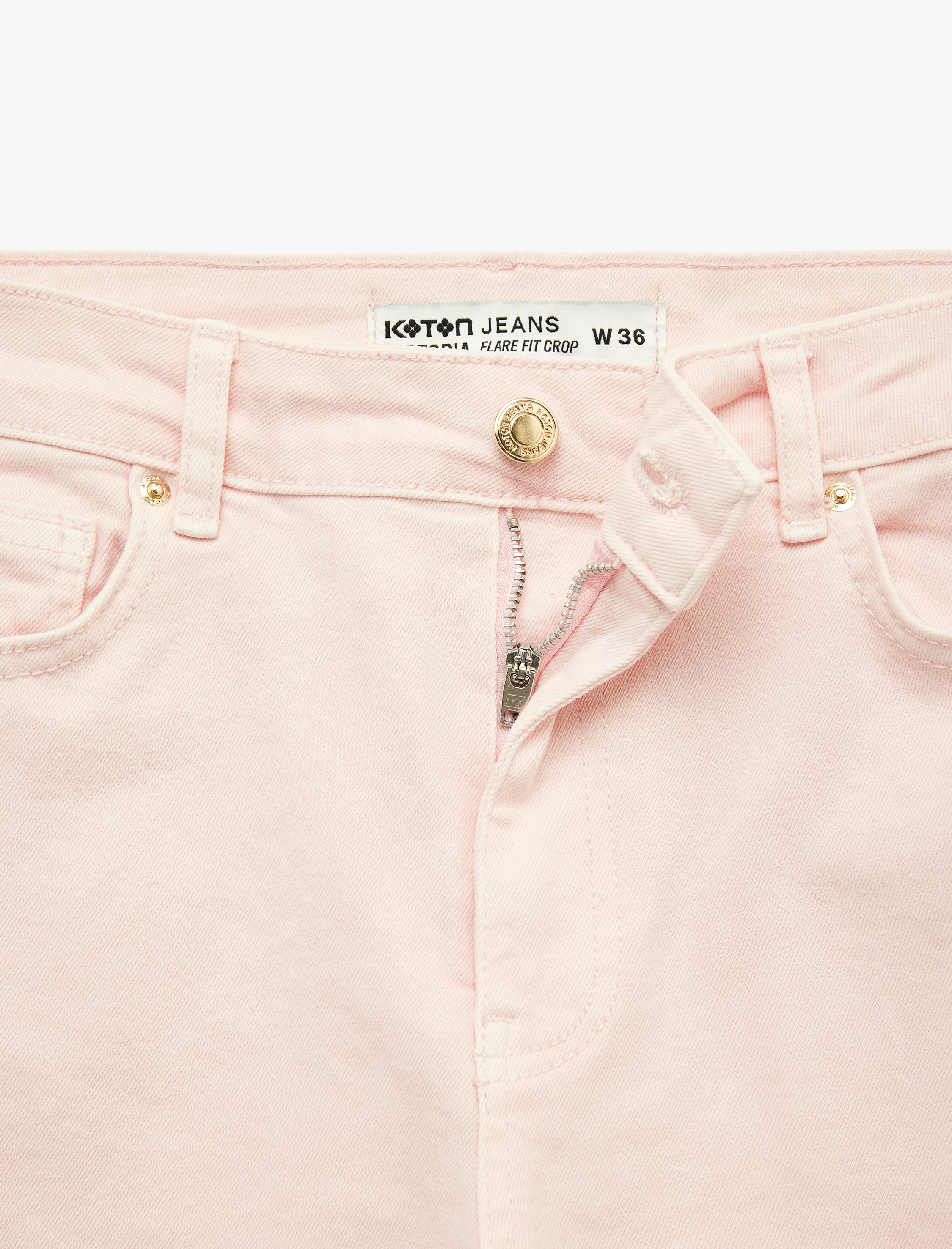   Normal Bel Dar Kalıp Pamuklu Düğmeli Kısa İspanyol Paça Pantolon -  Kick Flare Jeans